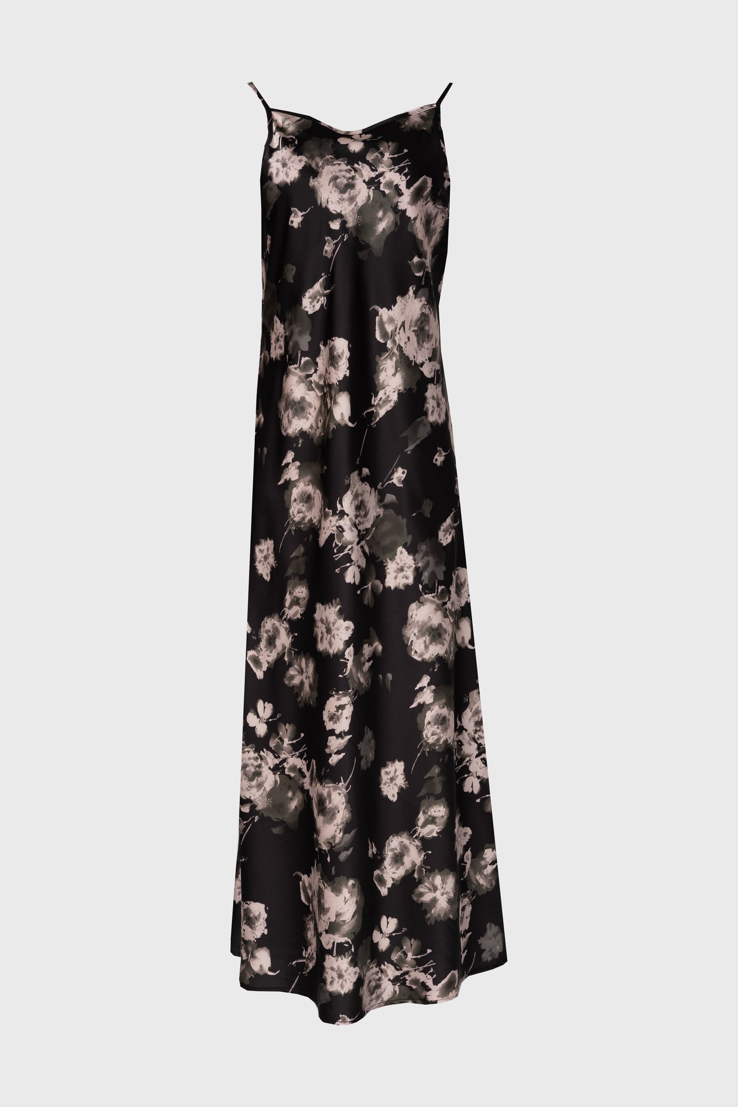 Black Floral Printed Slip Dress