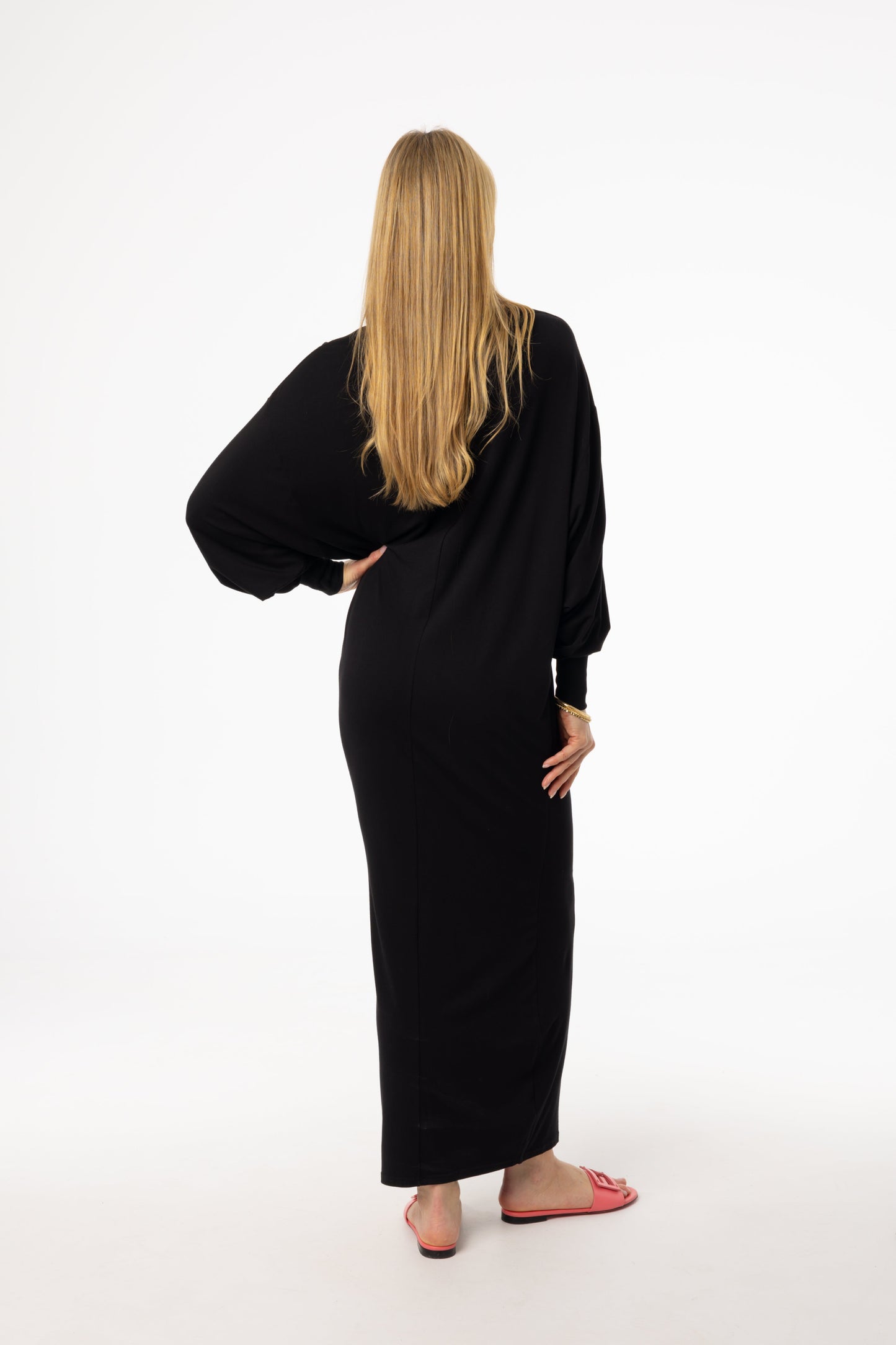Black Oversized Dolman Sleeve Maxi Dress