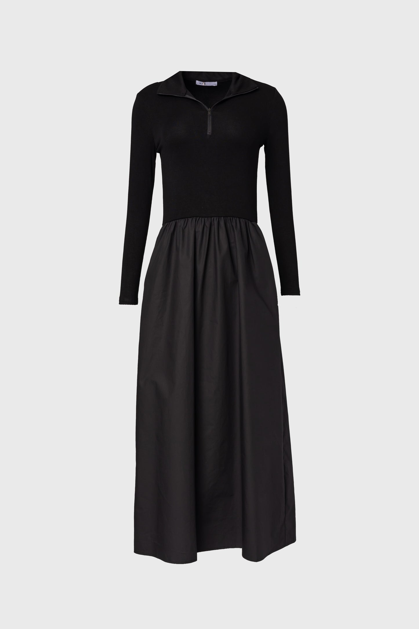 Black Quarter Zip Maxi Dress