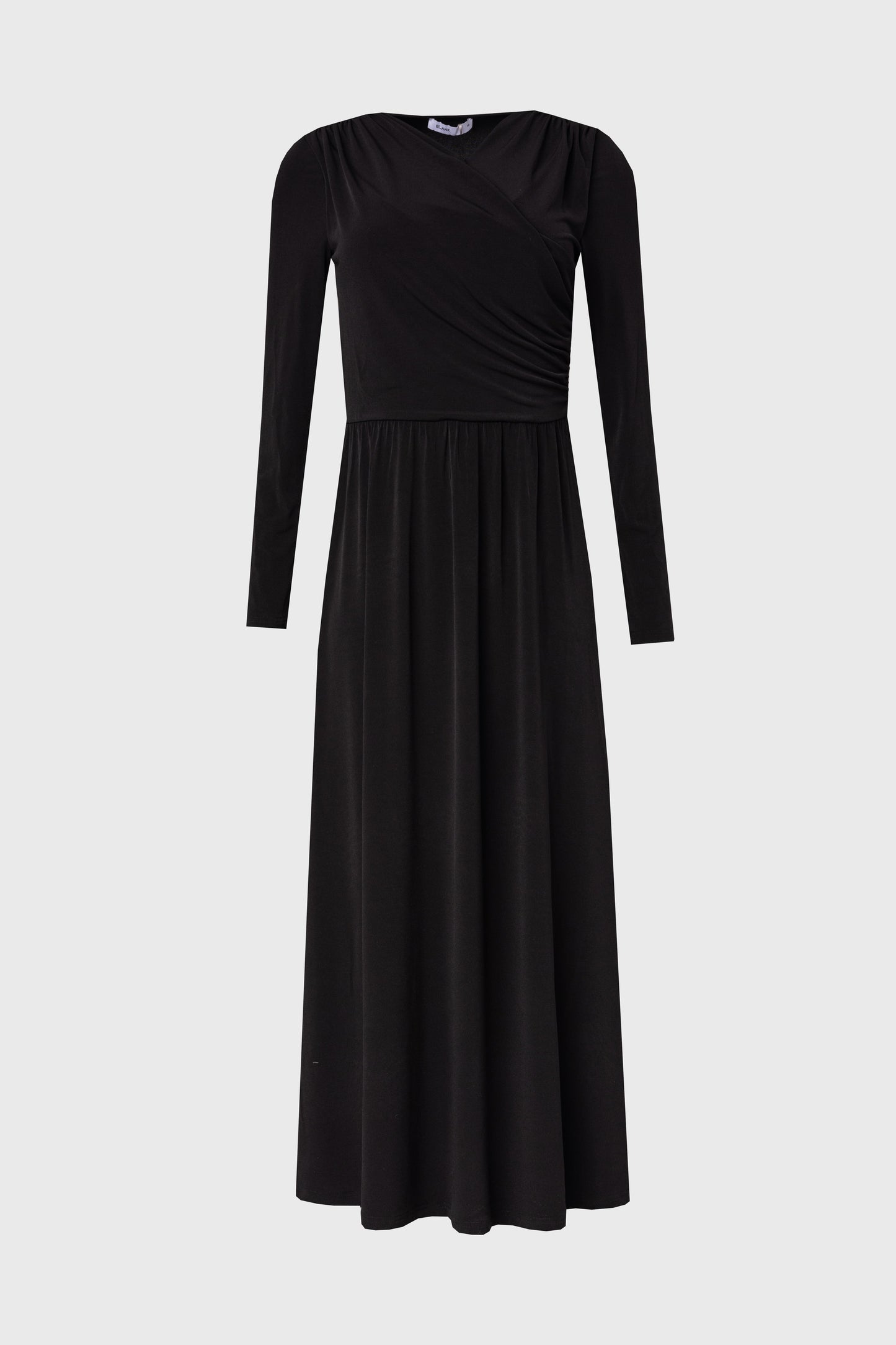Black Slinky Faux Wrap Maxi Dress