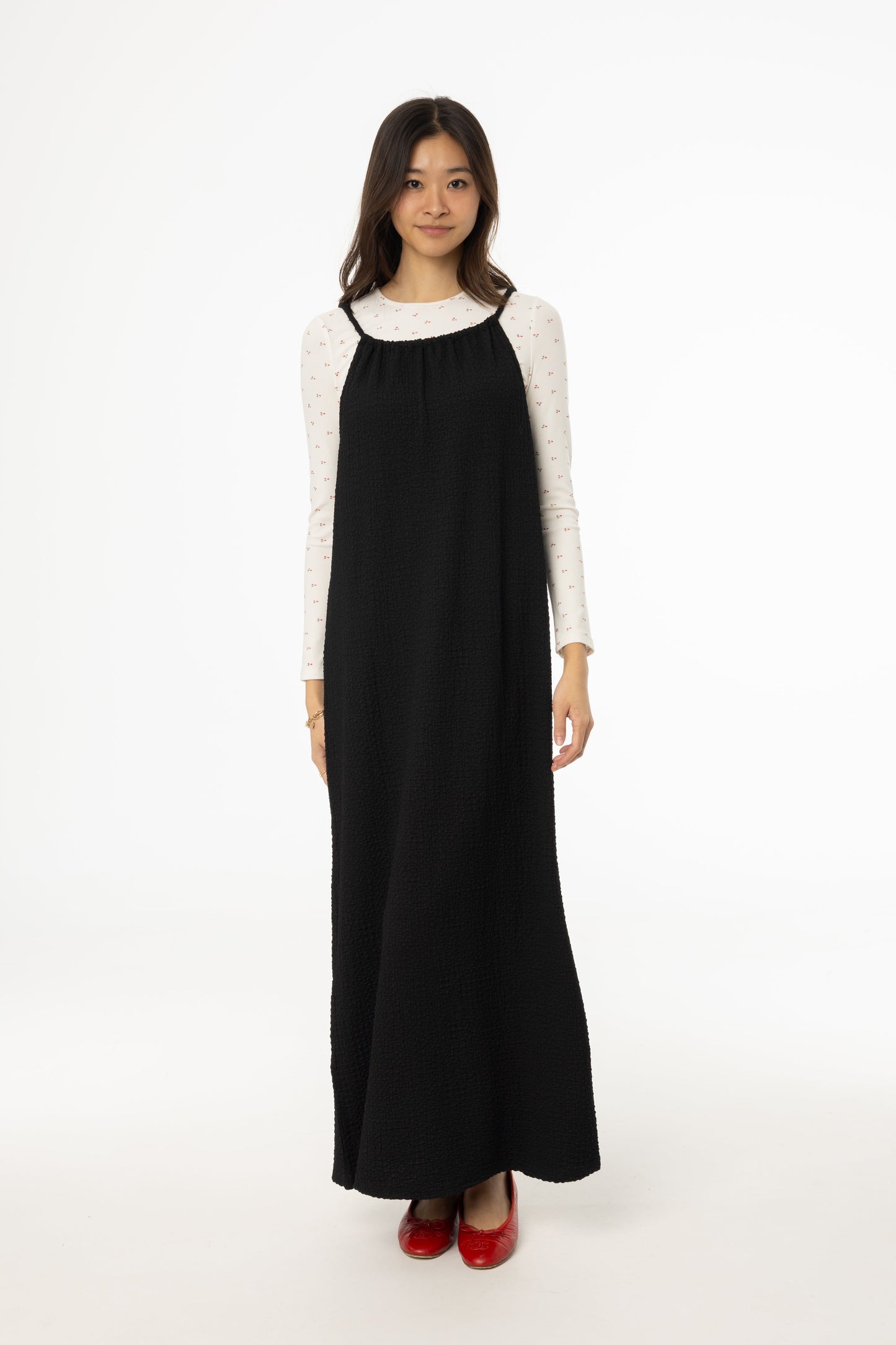 Black Smocked Rope Jumper