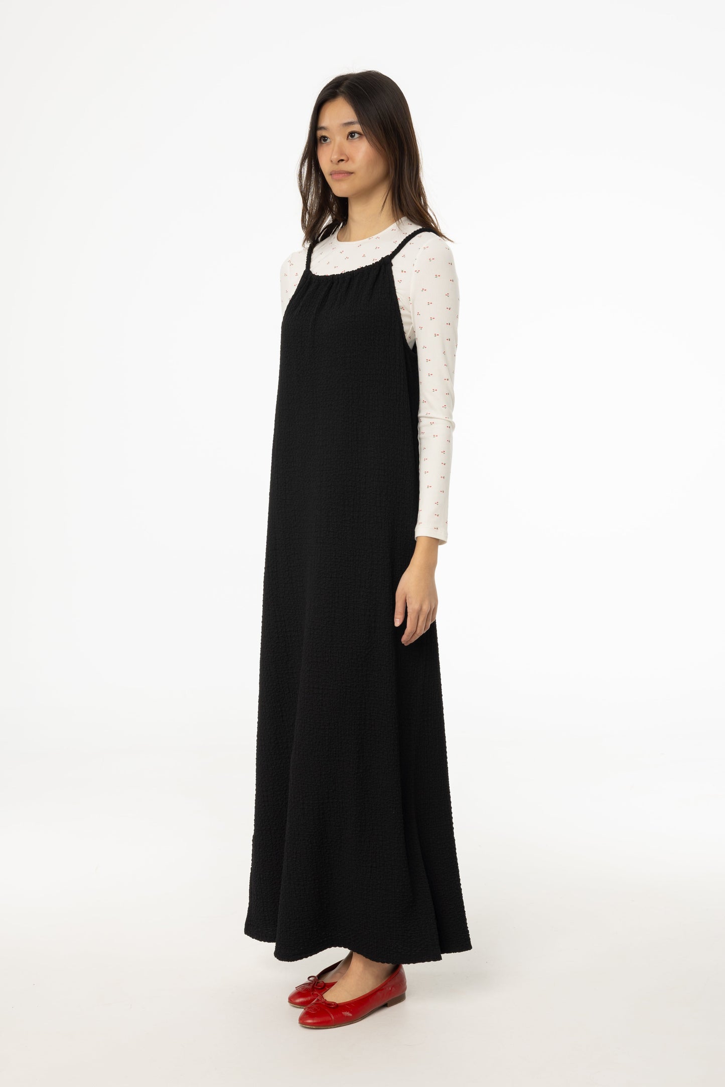 Black Smocked Rope Jumper