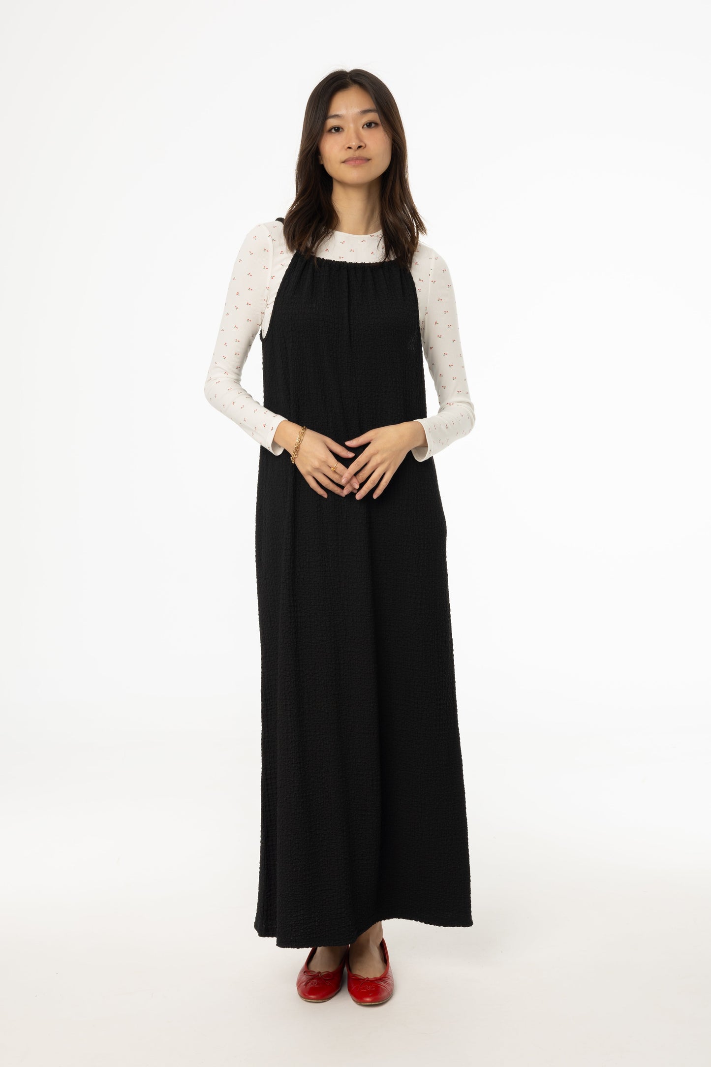 Black Smocked Rope Jumper