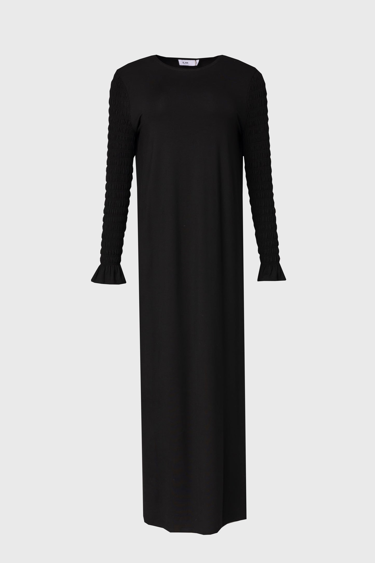 Black Smocked Sleeve Maxi Dress