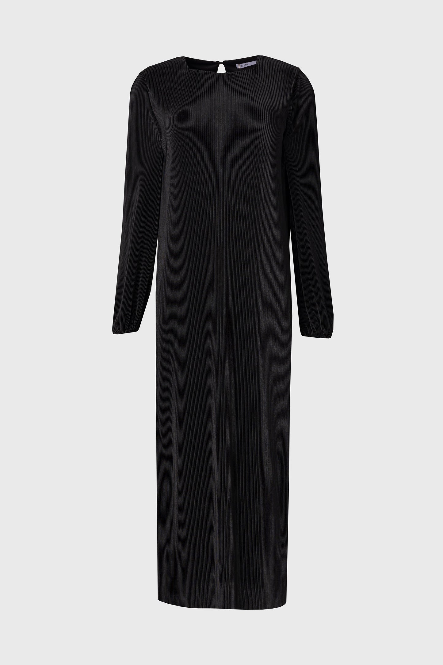 Black Square Neck Accordion Pleat Maxi Dress