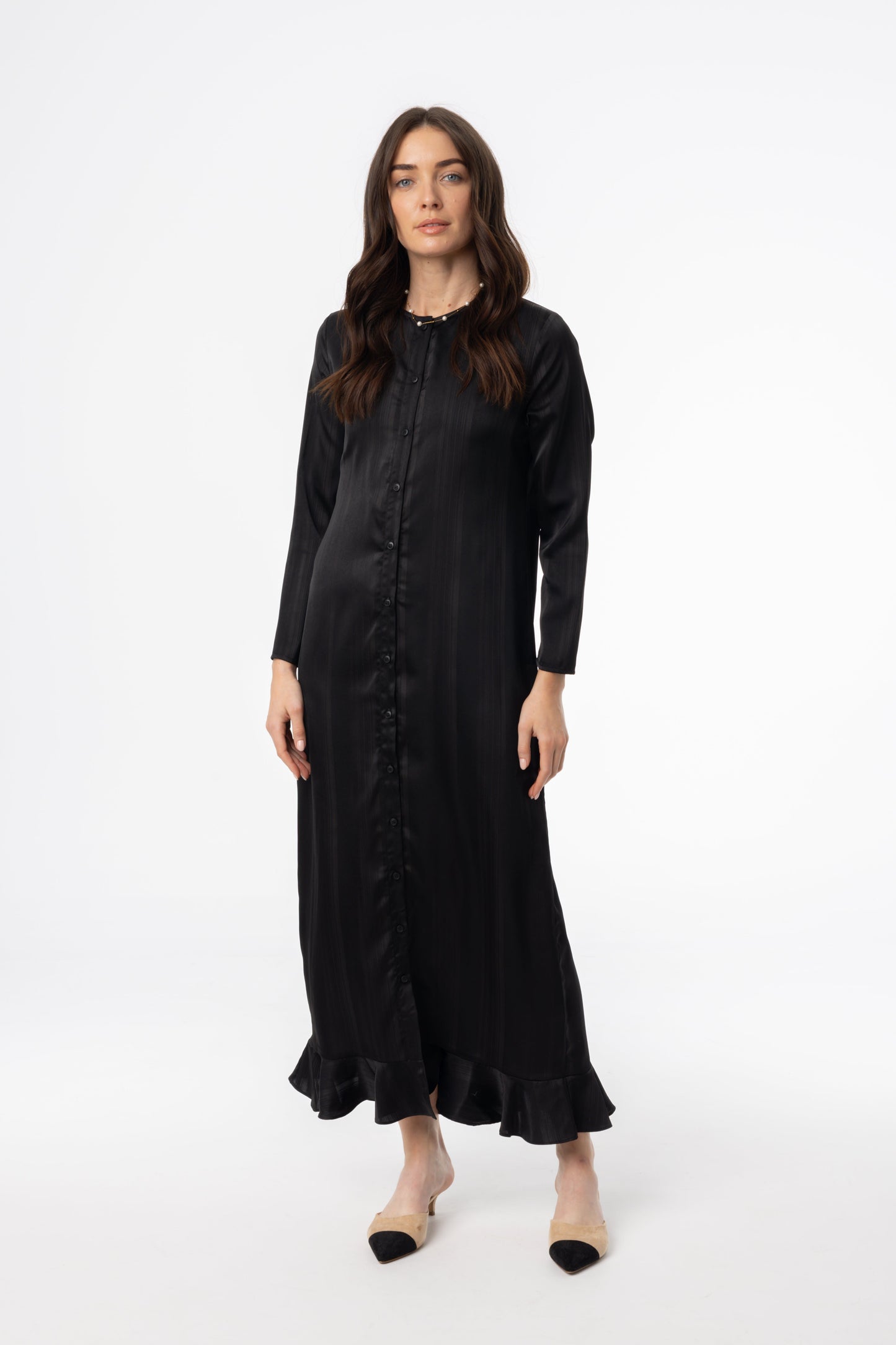 Black Striped Button Down Maxi