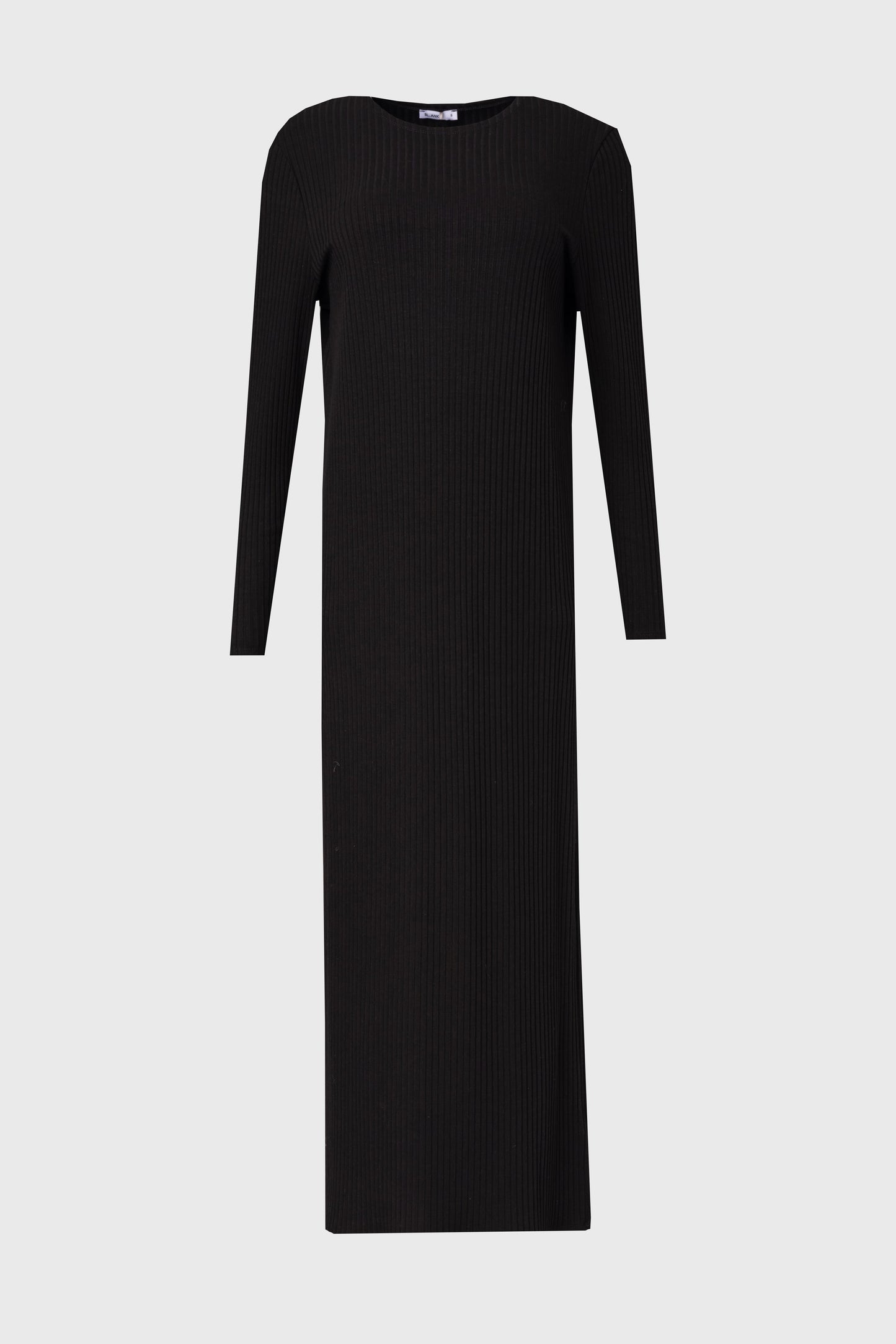 Black Wide Ribbed Basic Maxi Dress