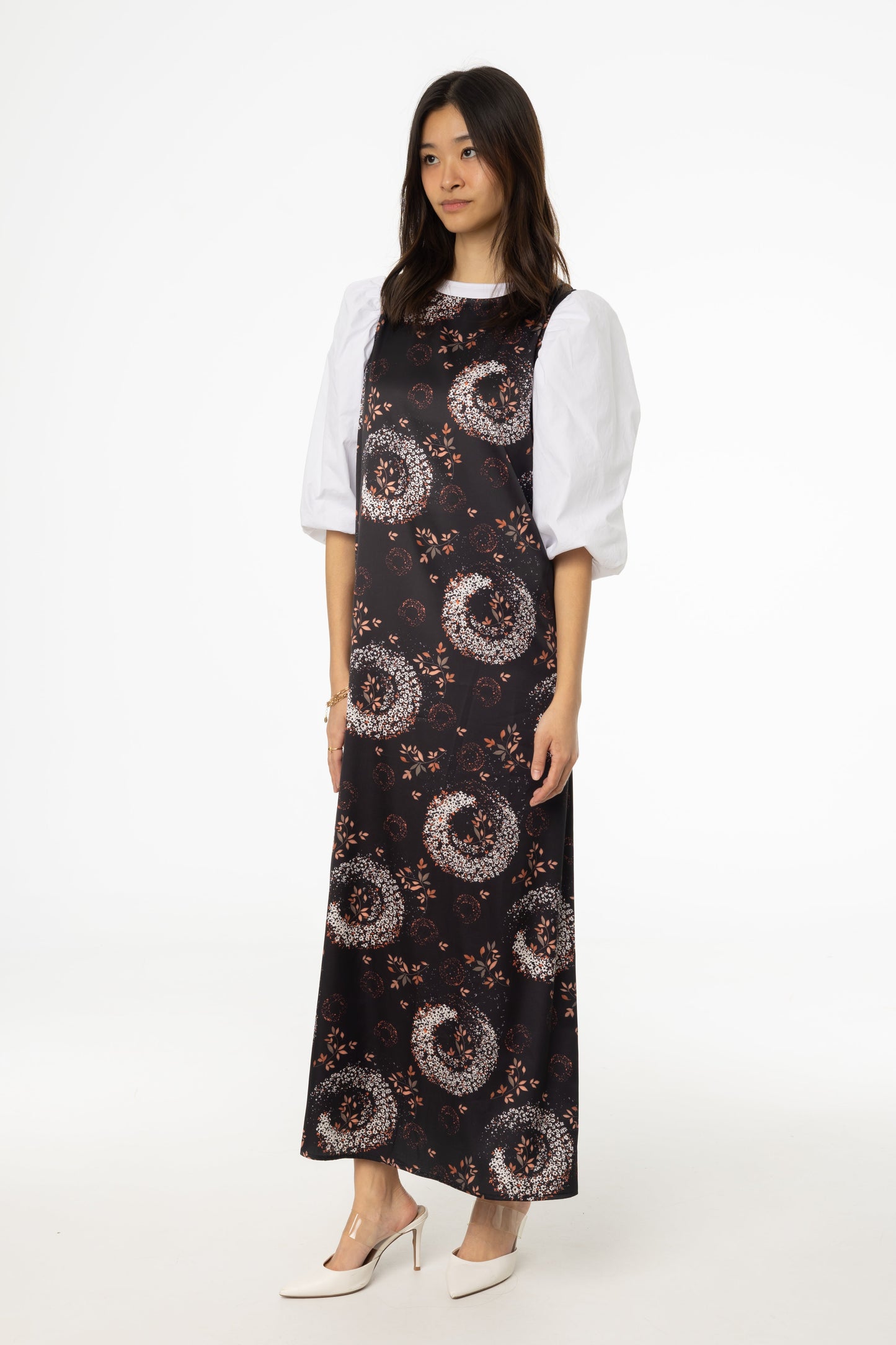 Black and Pink Printed A-Line Slip Jumper
