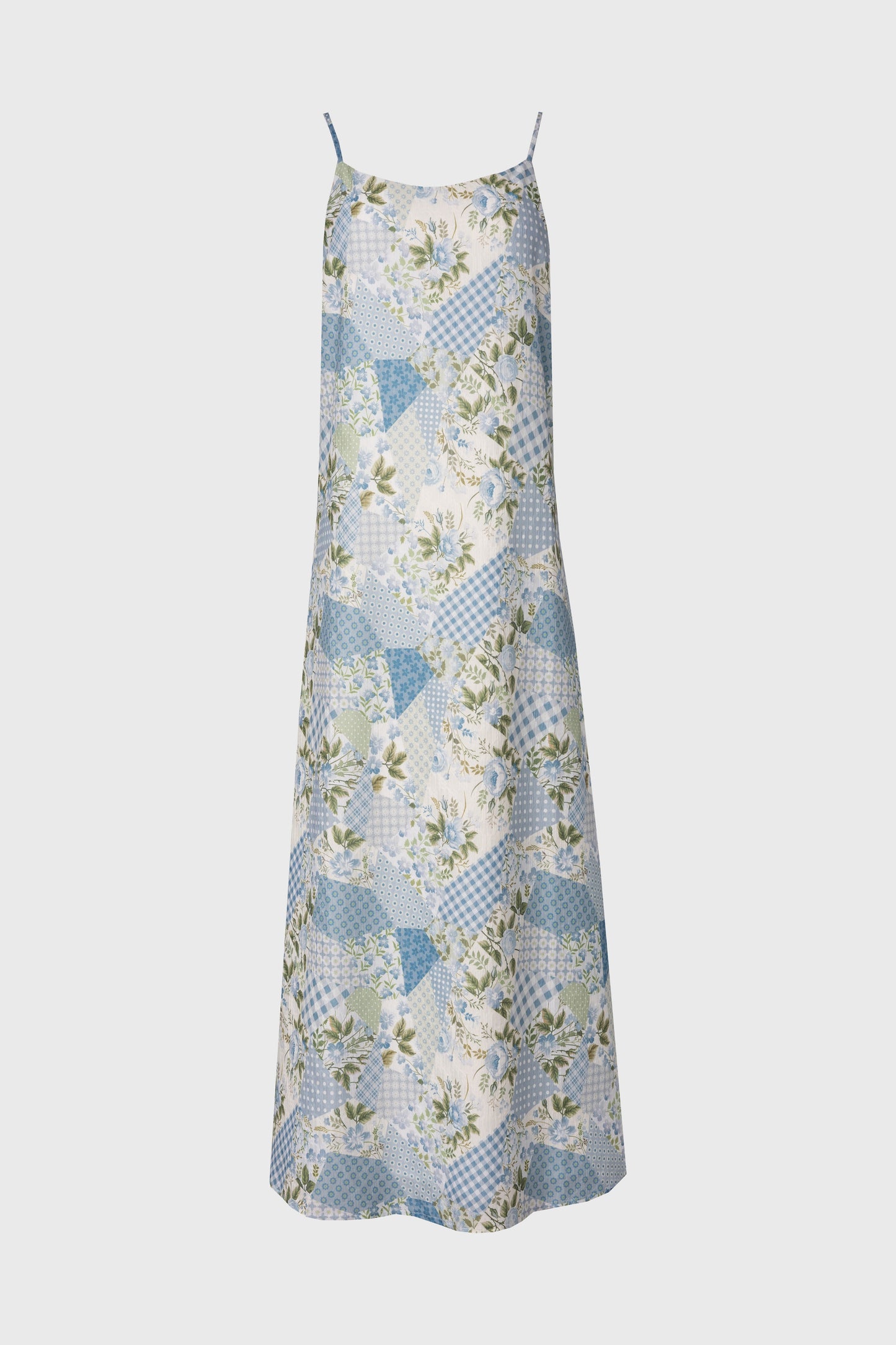 Blue Patchwork Printed Slip Dress
