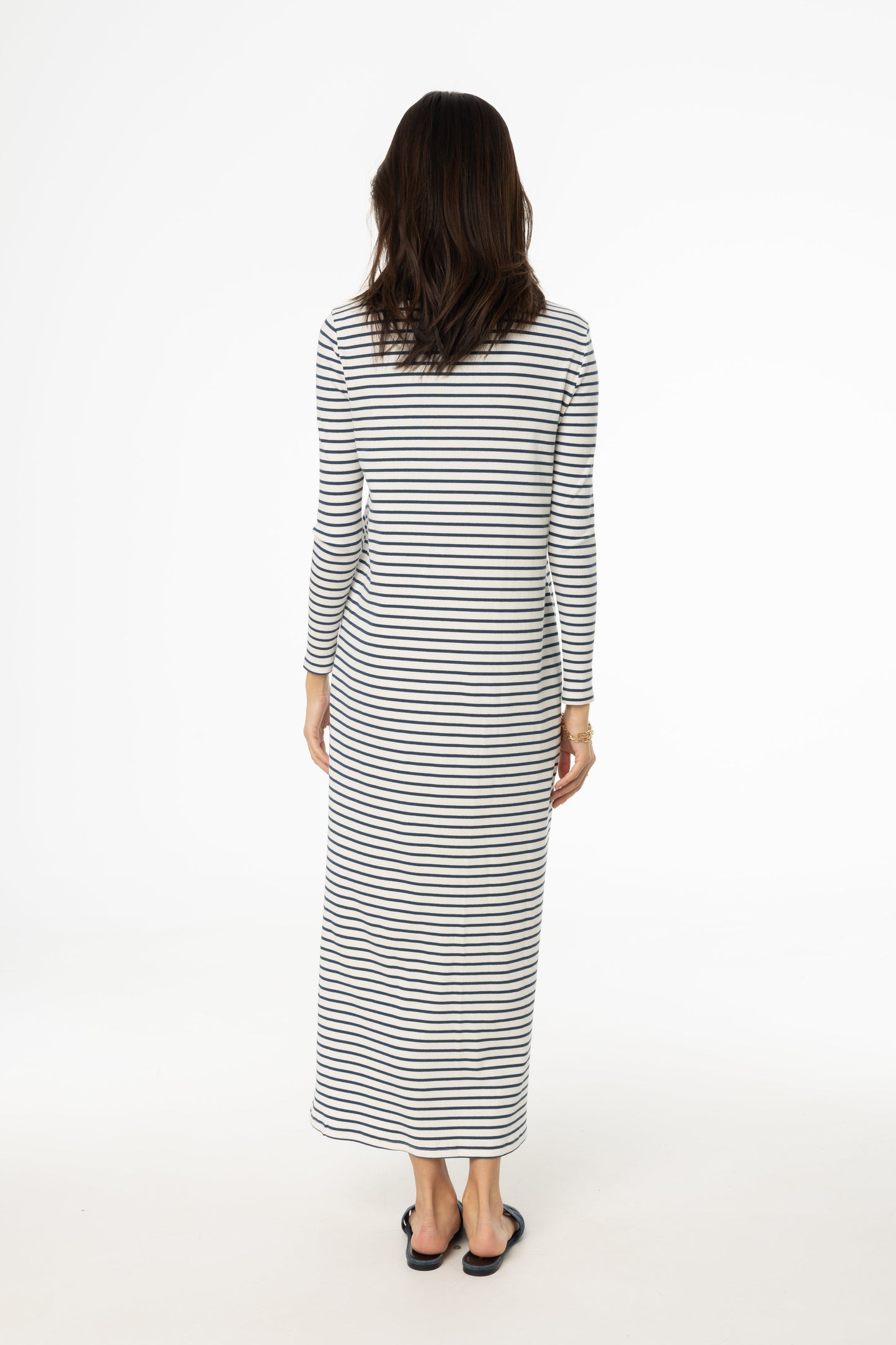 Blue Striped Cardi Maxi Dress
