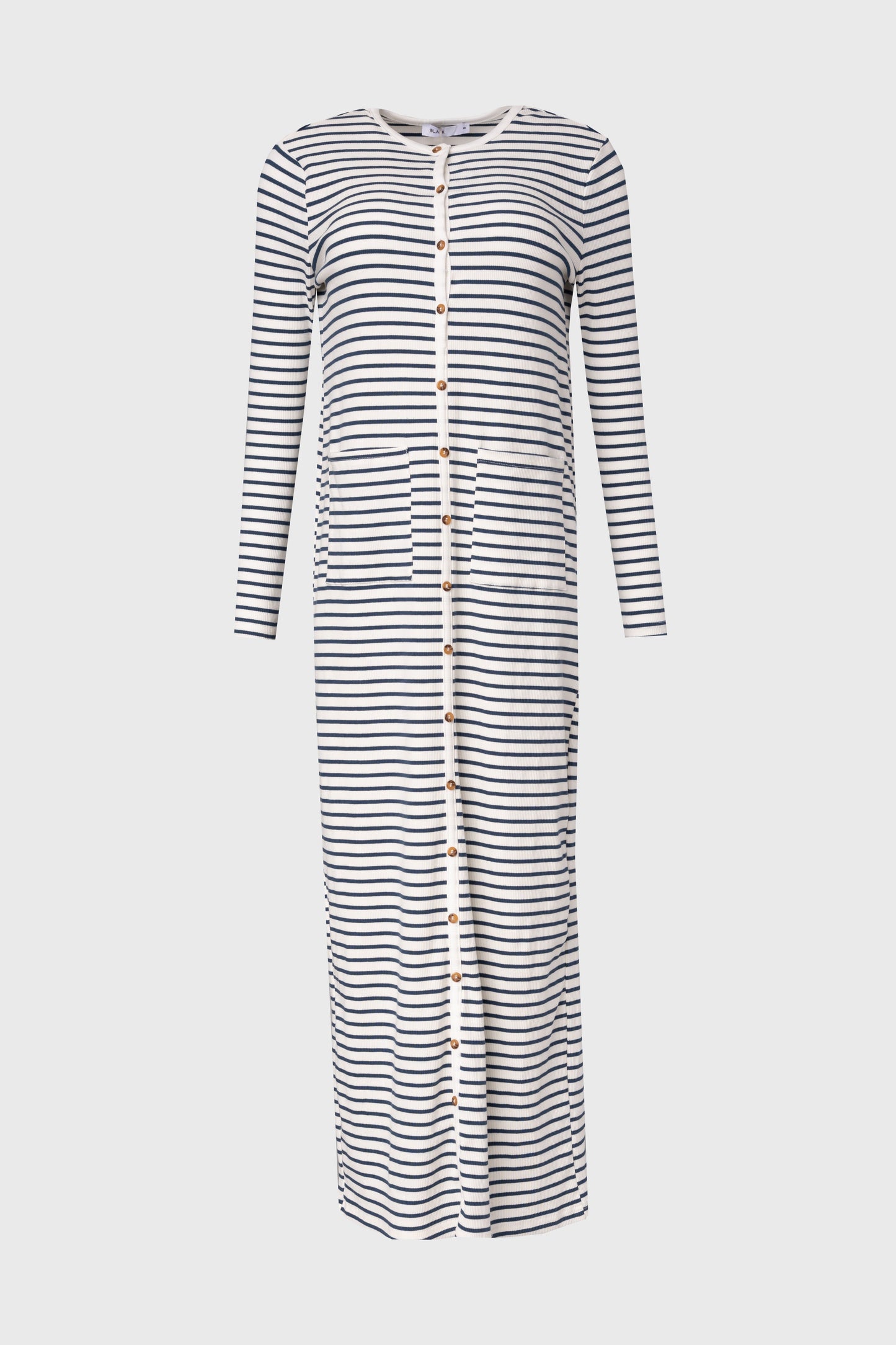 Blue Striped Cardi Maxi Dress