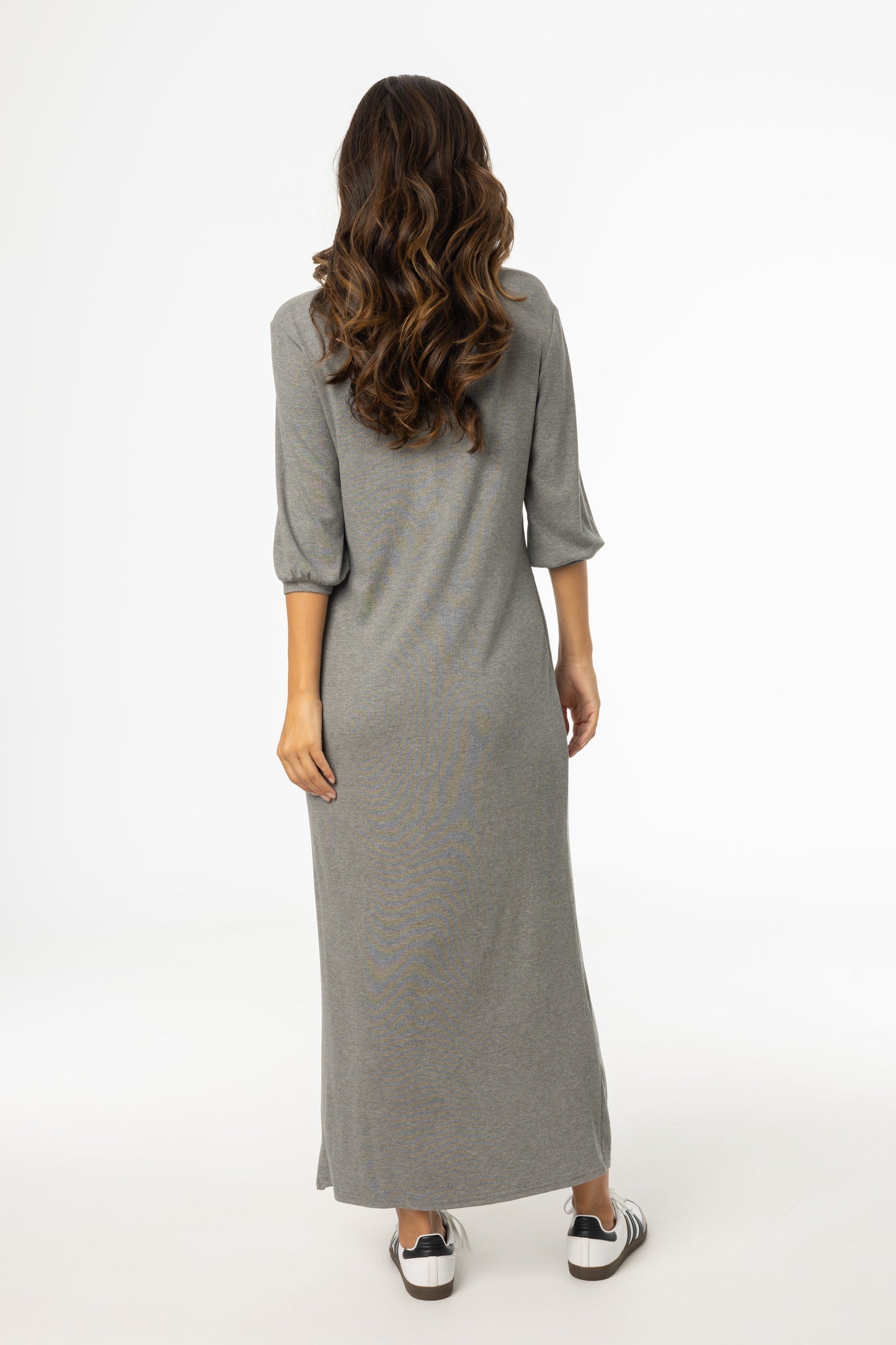 Grey 3/4 Sleeve Maxi Dress