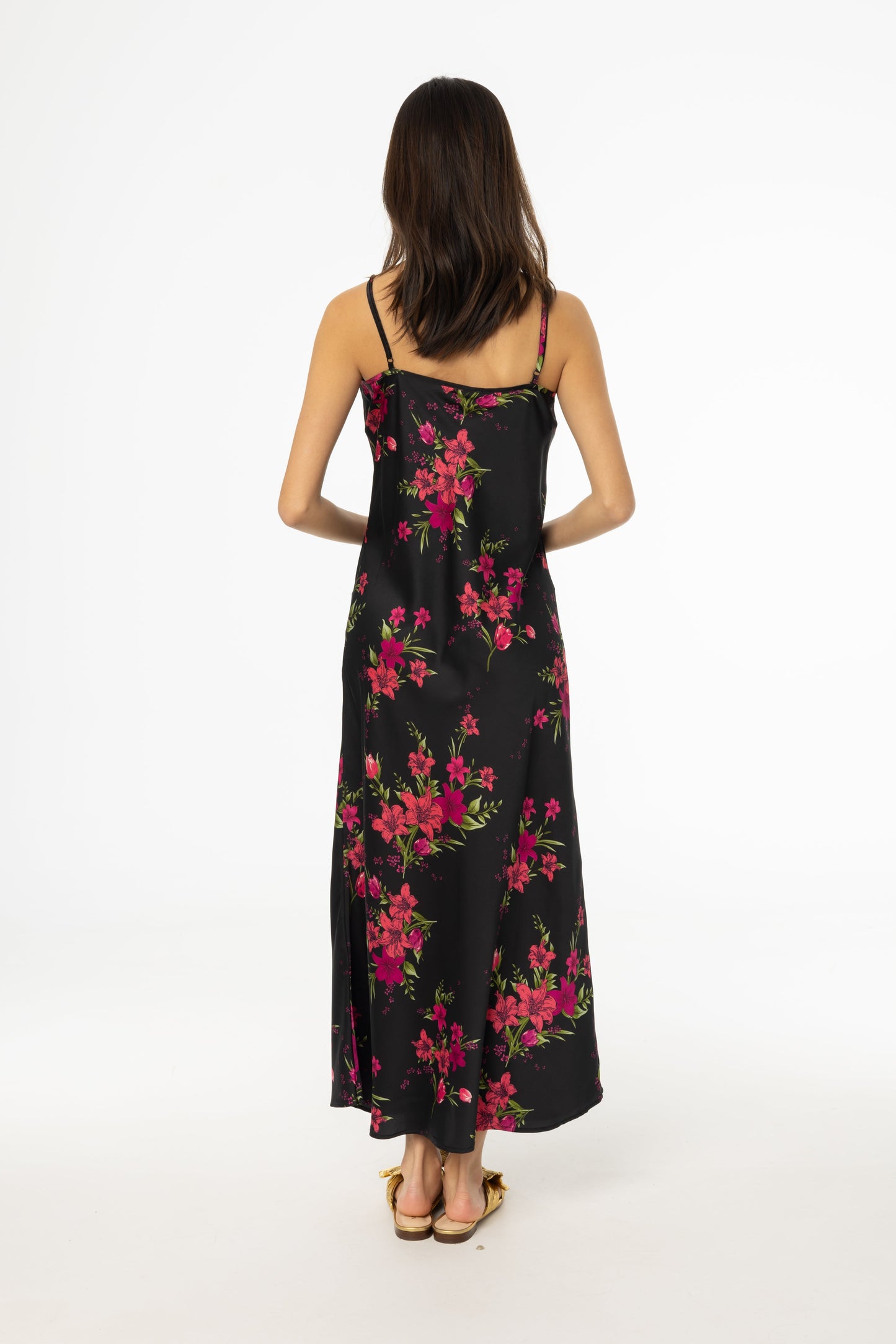 Magenta Floral Printed Slip Dress