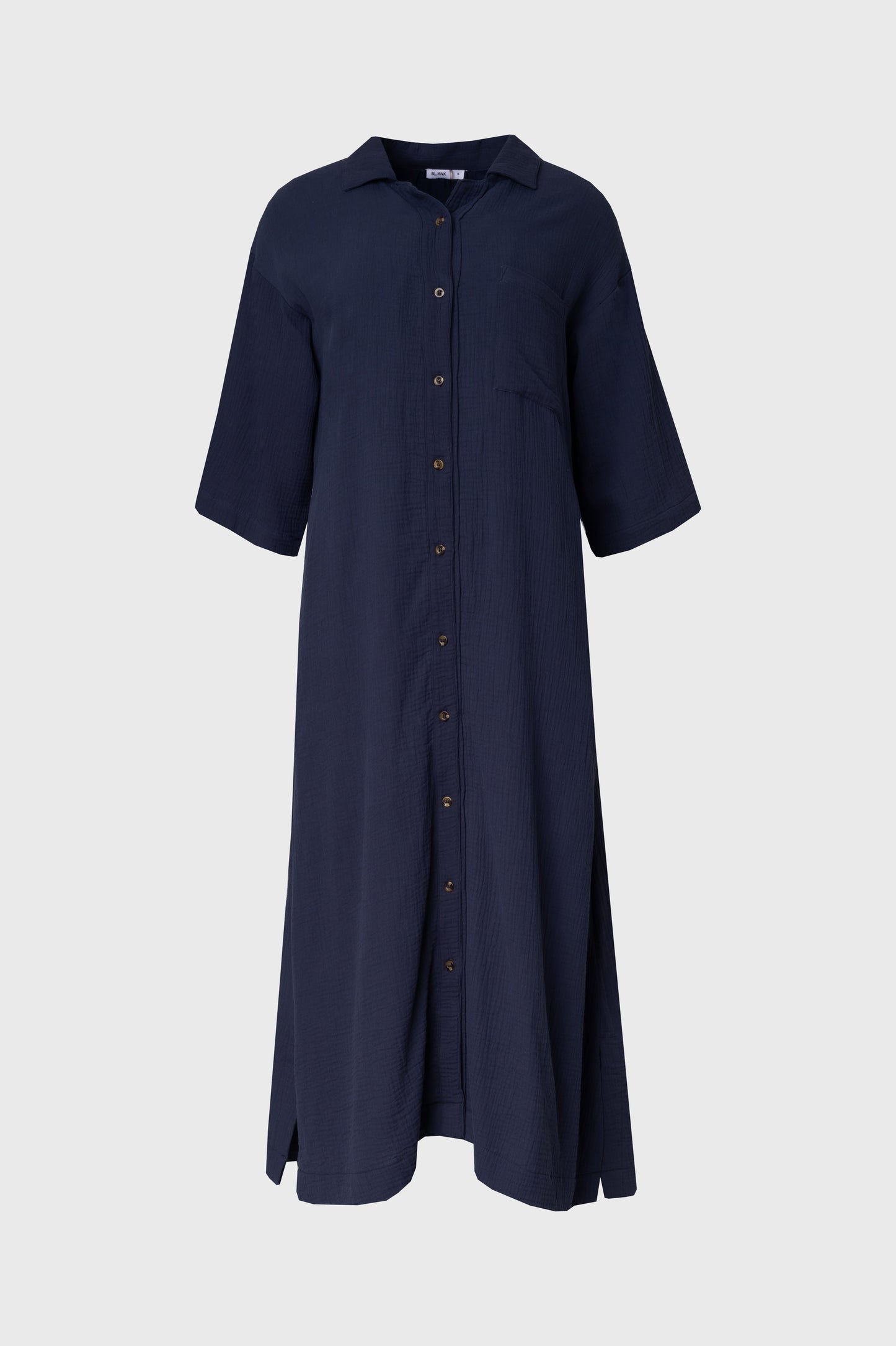 Navy Gauze Button Down Maxi