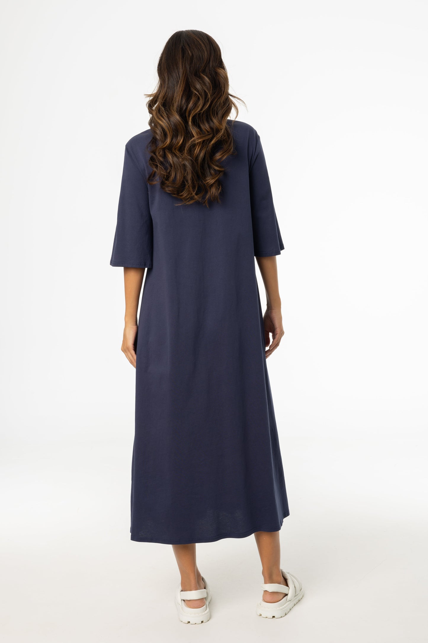 Navy Pocket Tee Shirt Maxi Dress