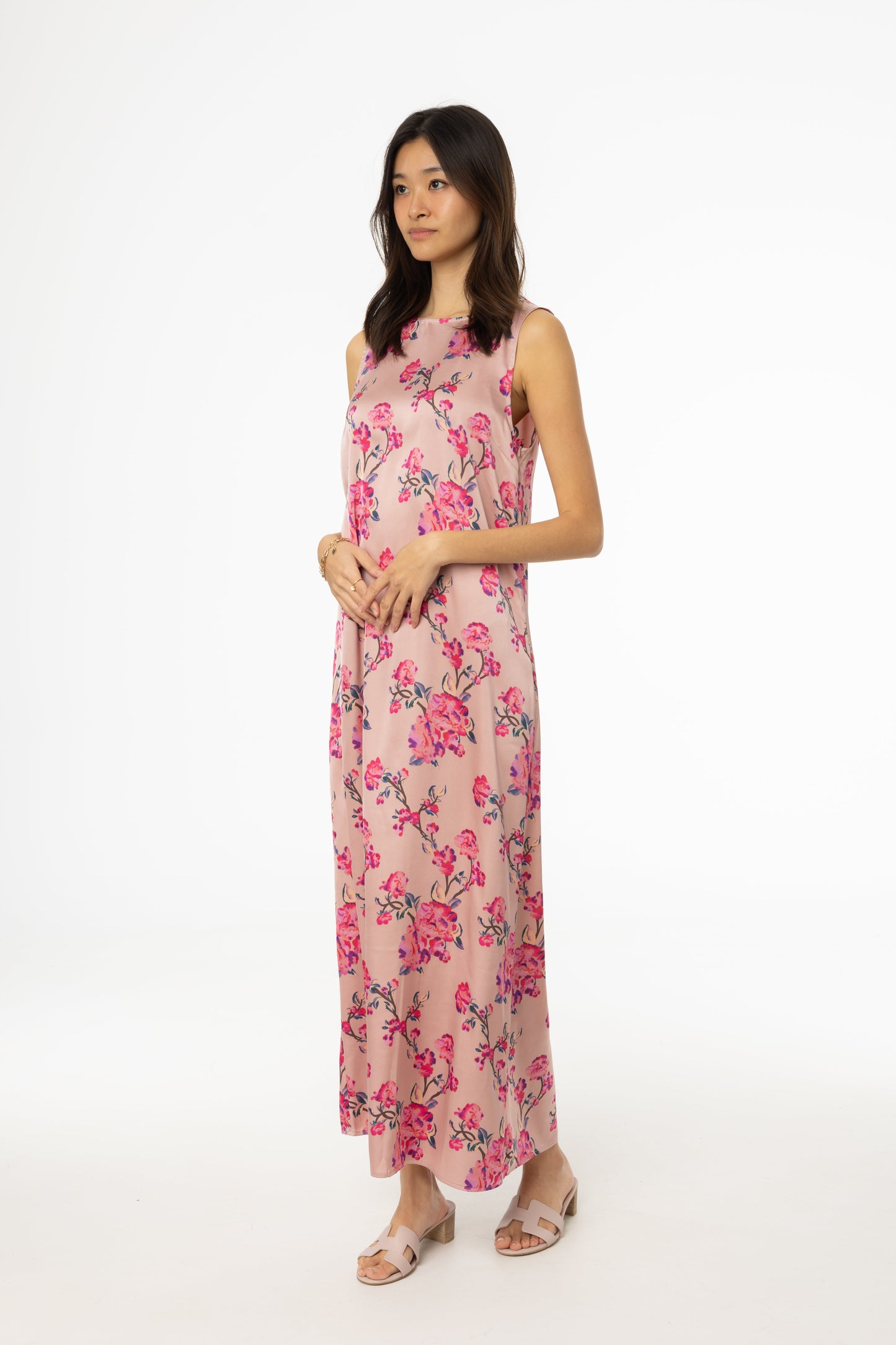 Pink Floral Printed A-Line Slip Jumper