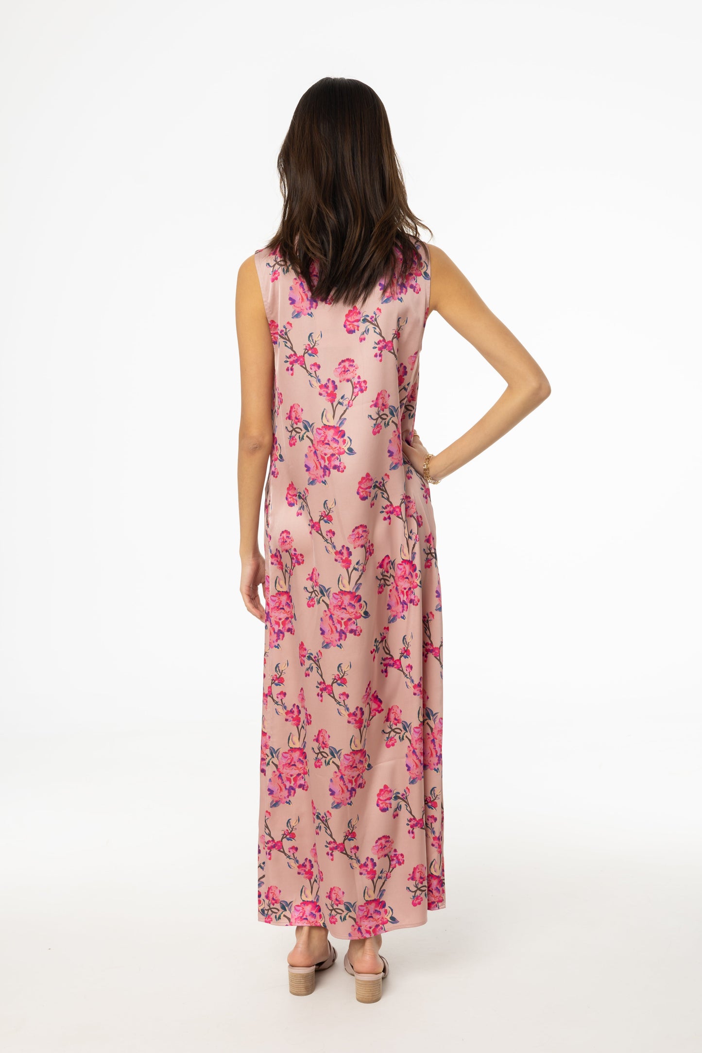 Pink Floral Printed A-Line Slip Jumper