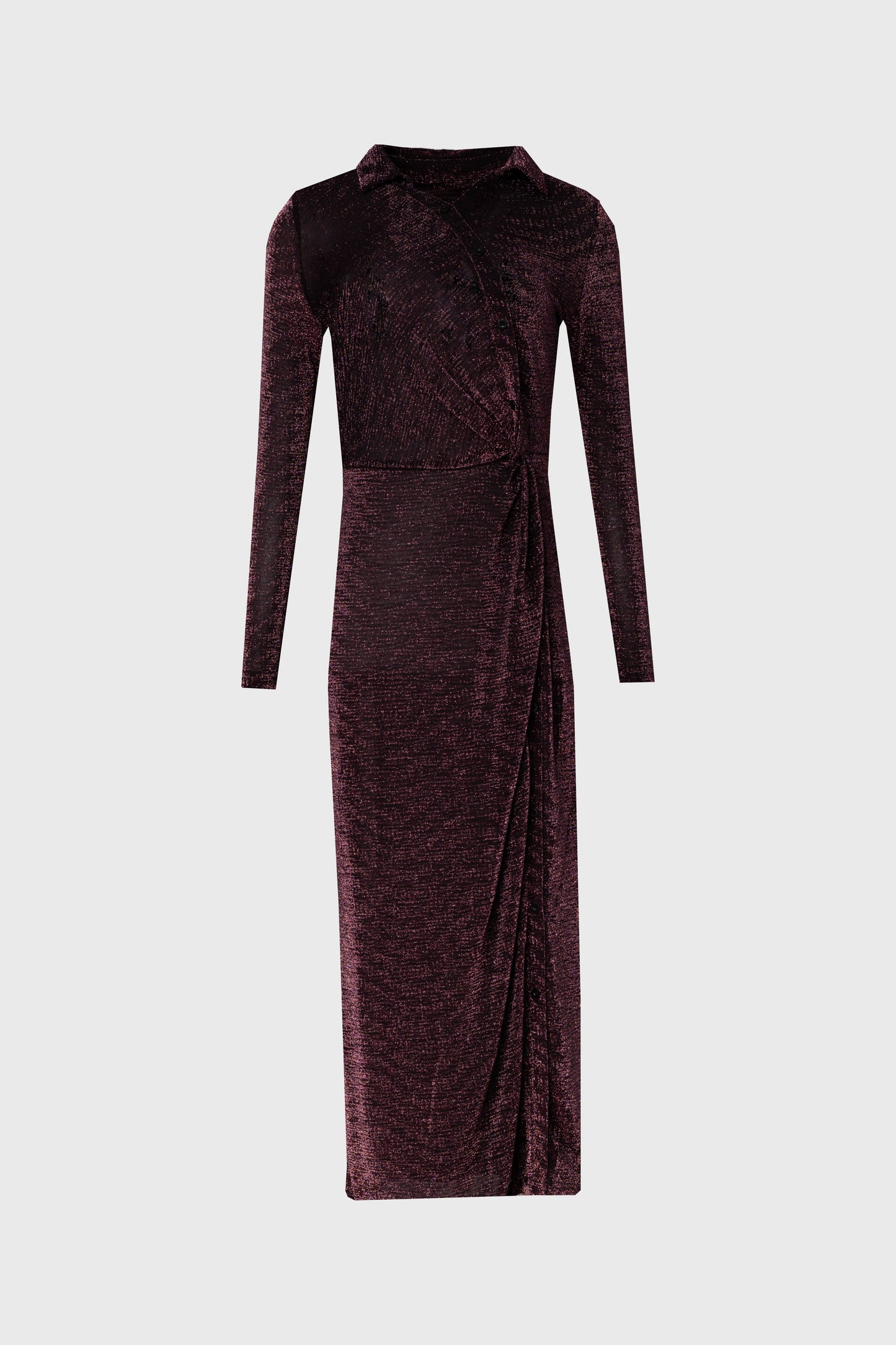 Purple Sparkle Side Button Maxi Dress
