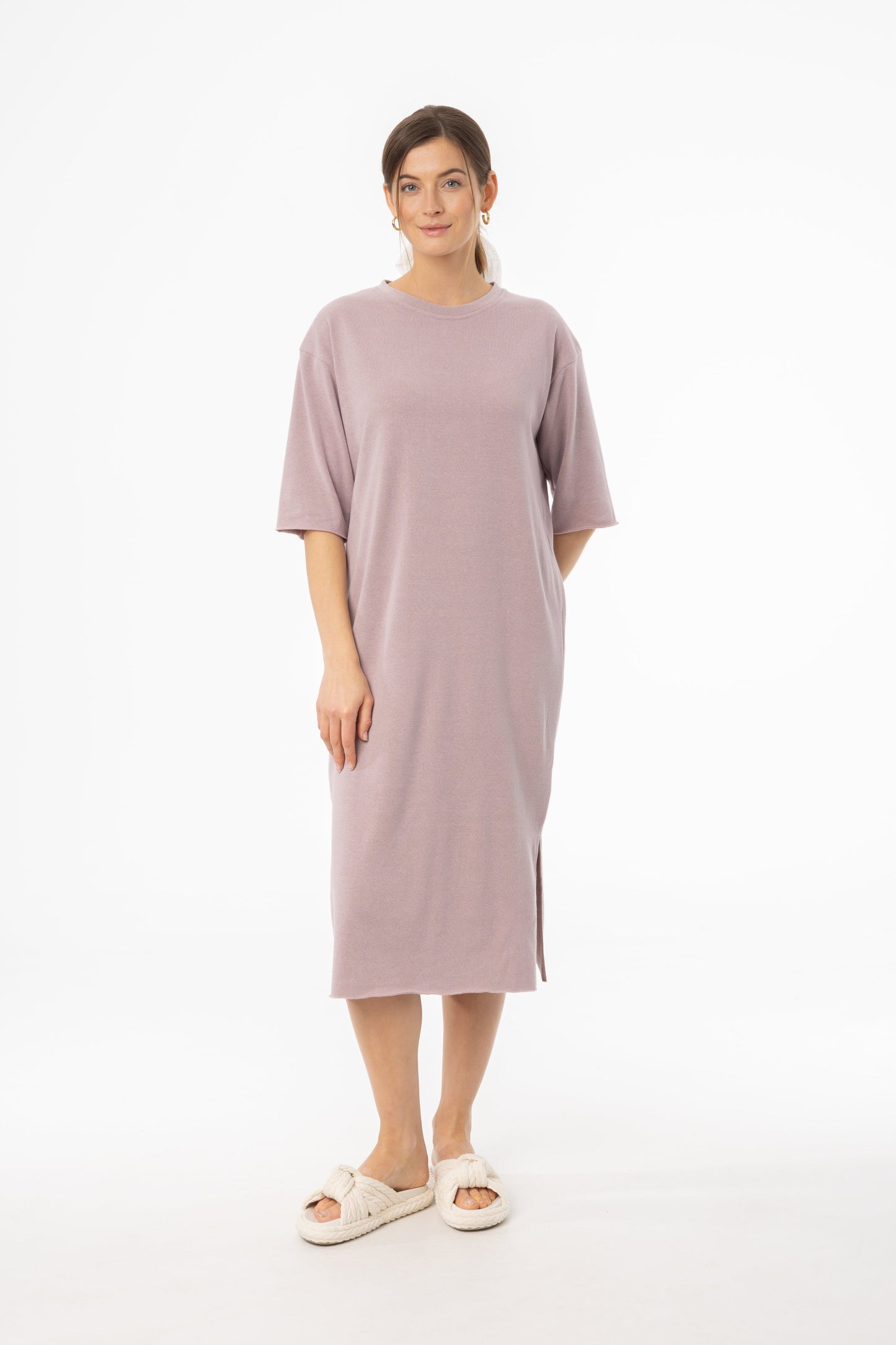 Purple Terry Midi Dress