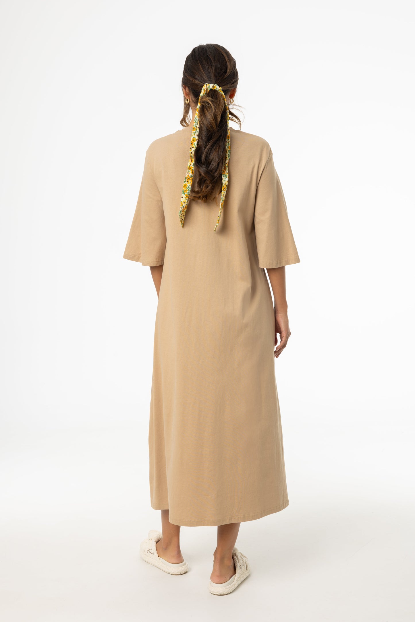 Tan Pocket Tee Shirt Maxi Dress