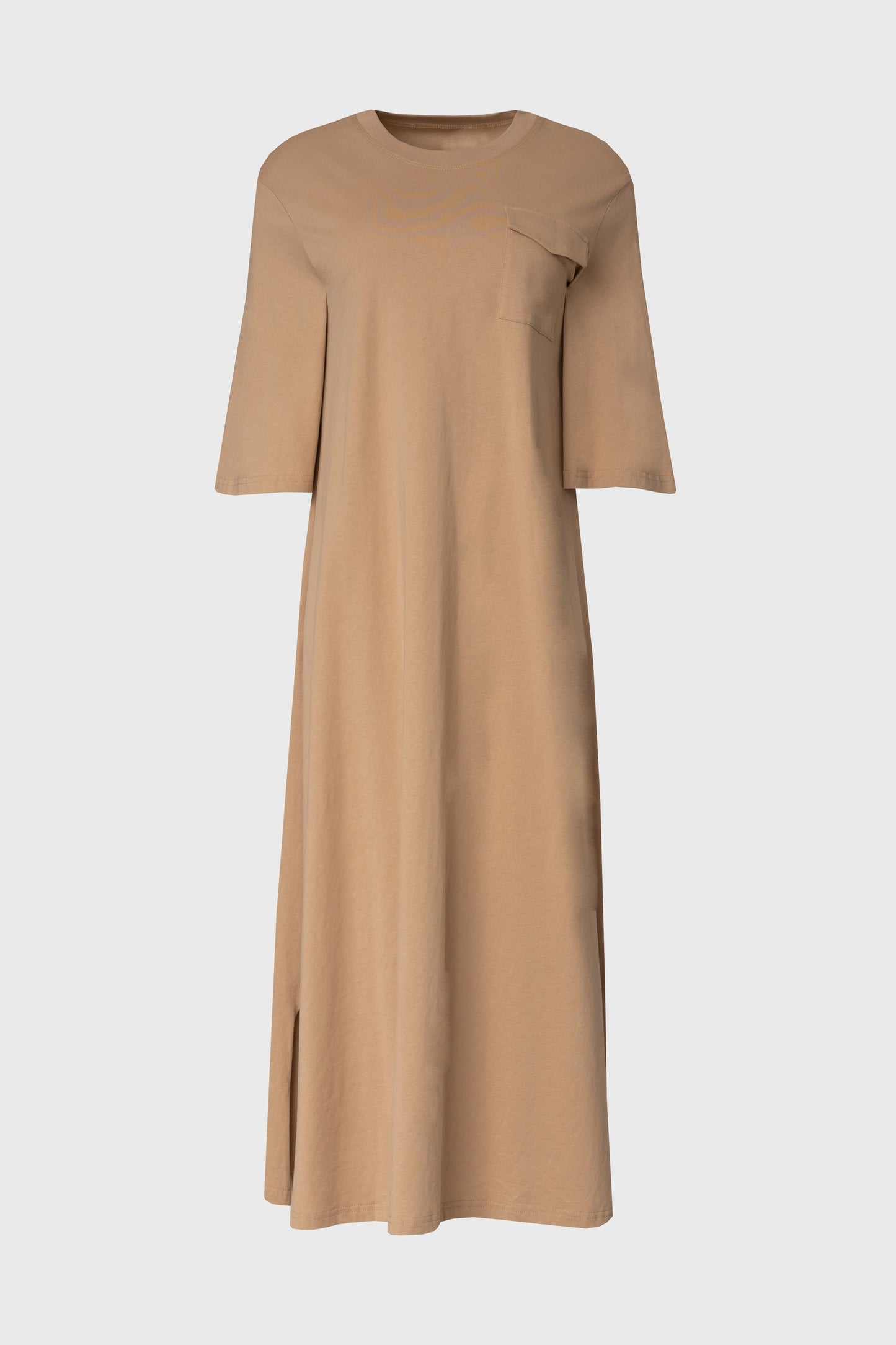 Tan Pocket Tee Shirt Maxi Dress