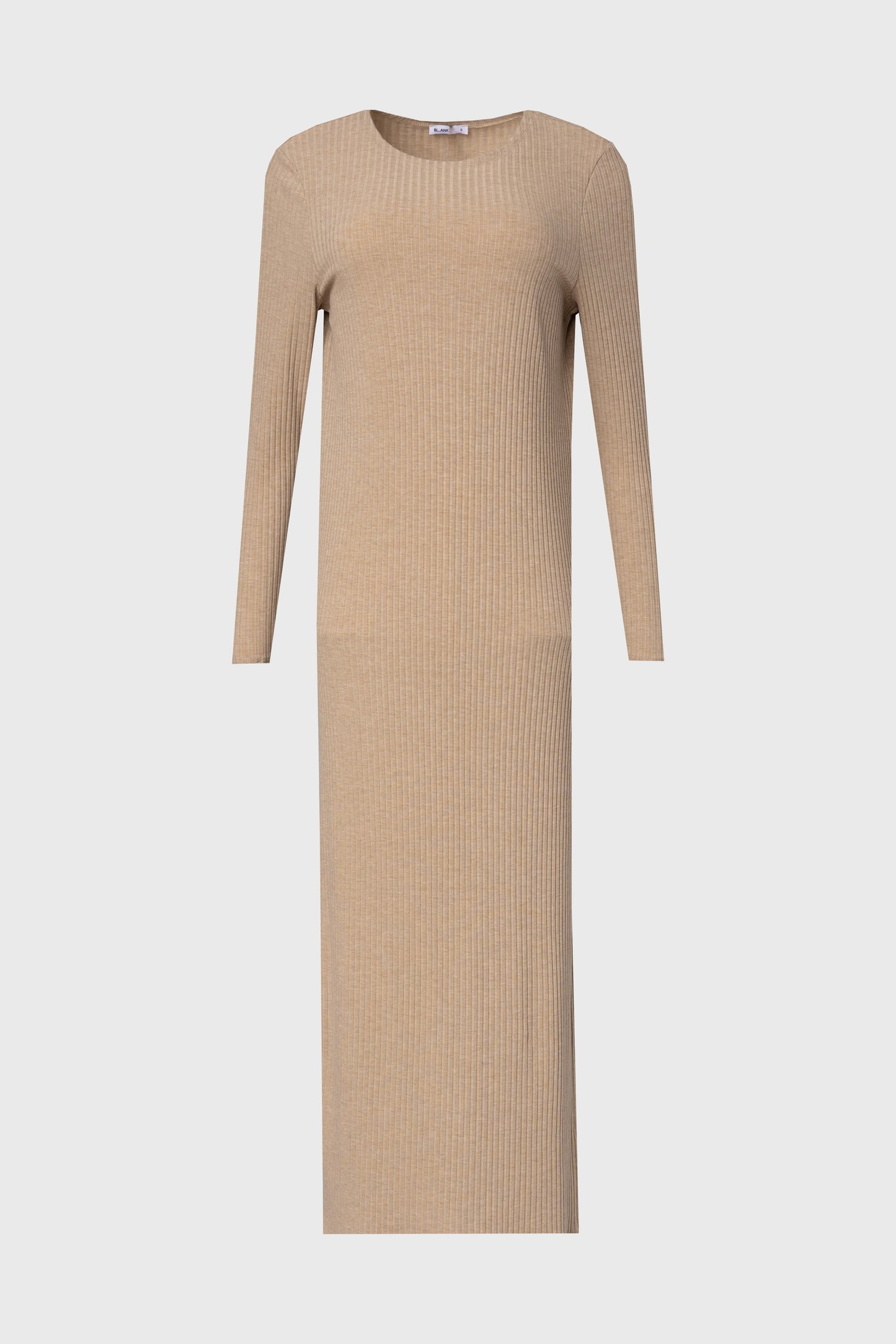 Tan Wide Ribbed Basic Maxi Dress