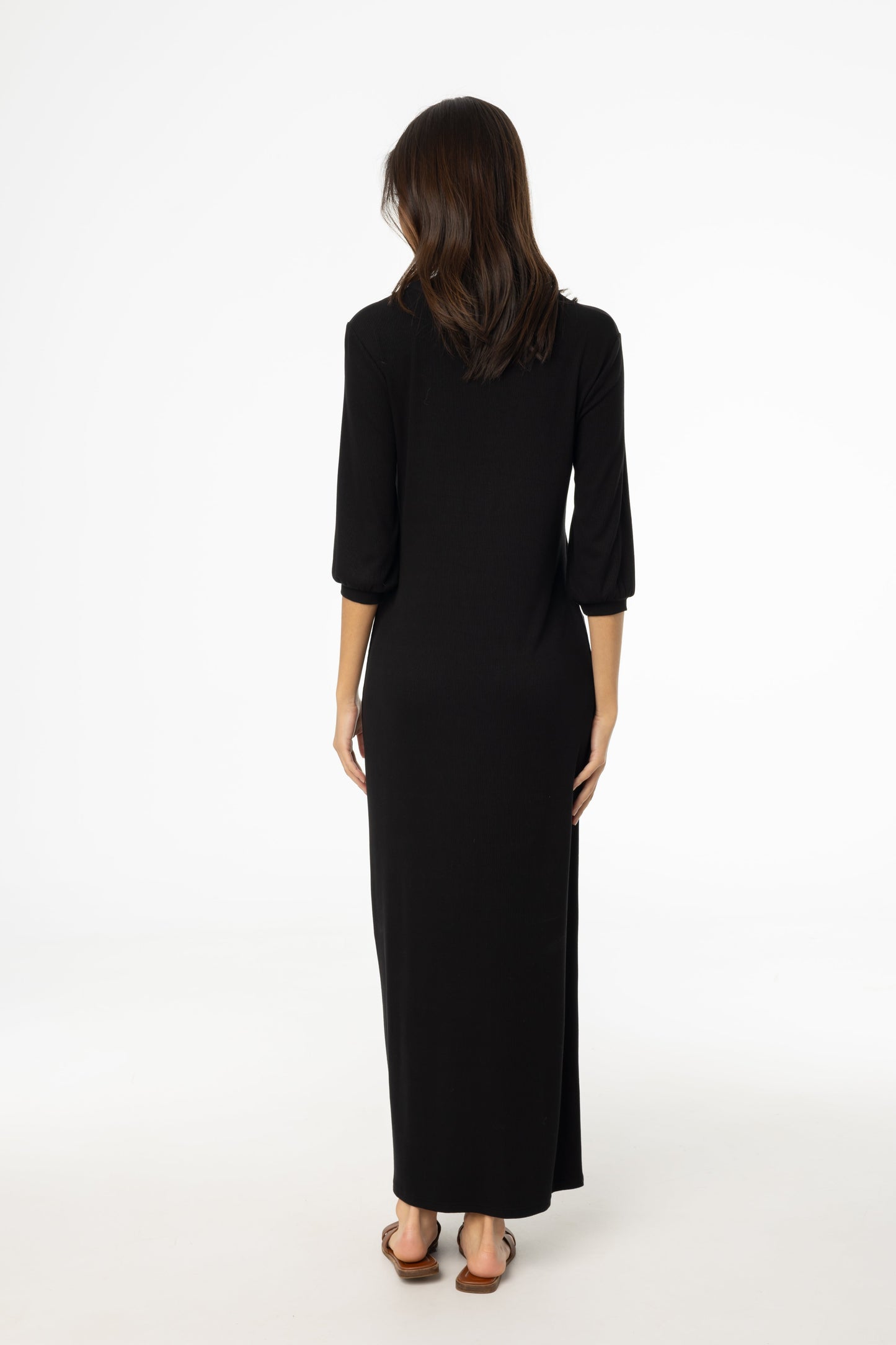 Black 3/4 Sleeve Maxi Dress