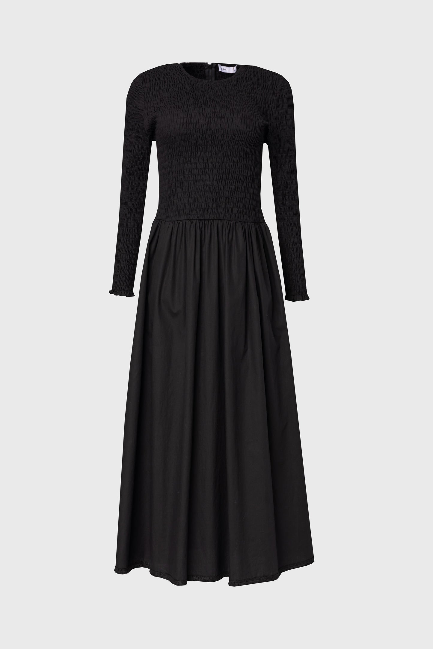 Black Smocked Cotton Maxi Dress