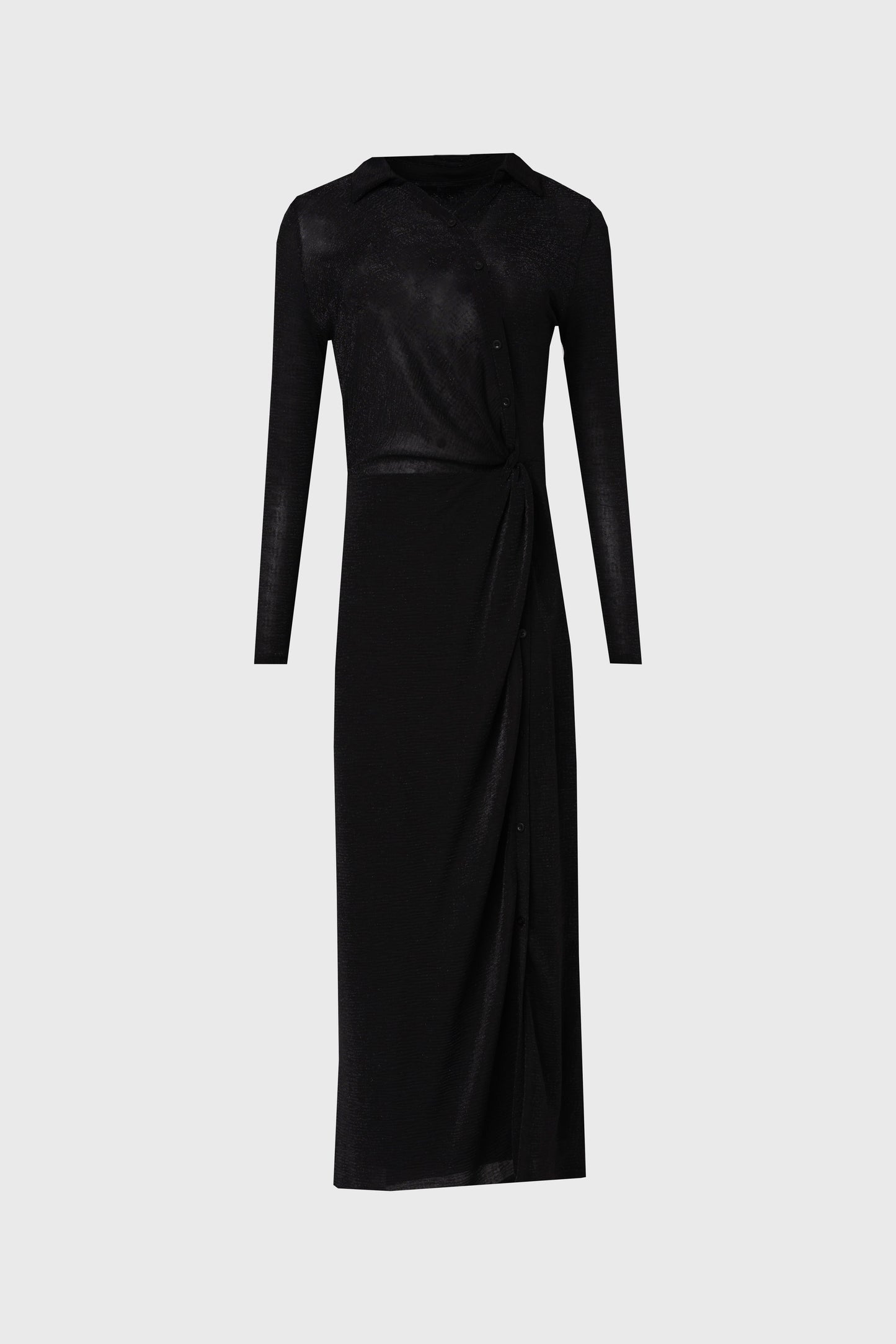 Black Sparkle Side Button Maxi Dress