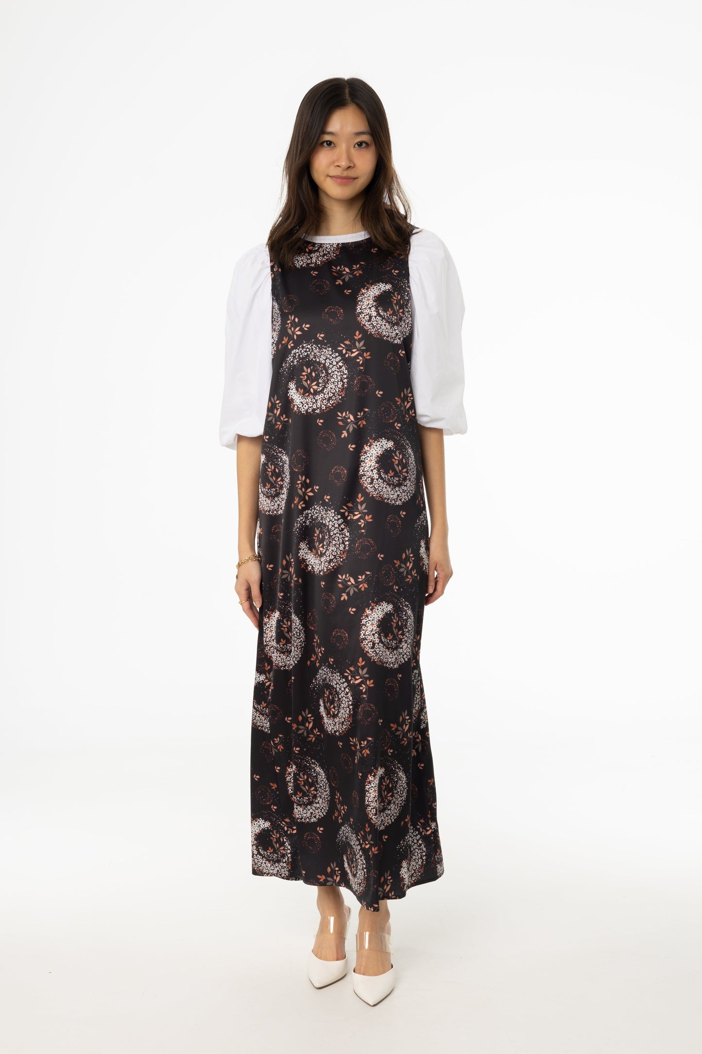 Black and Pink Printed A-Line Slip Jumper