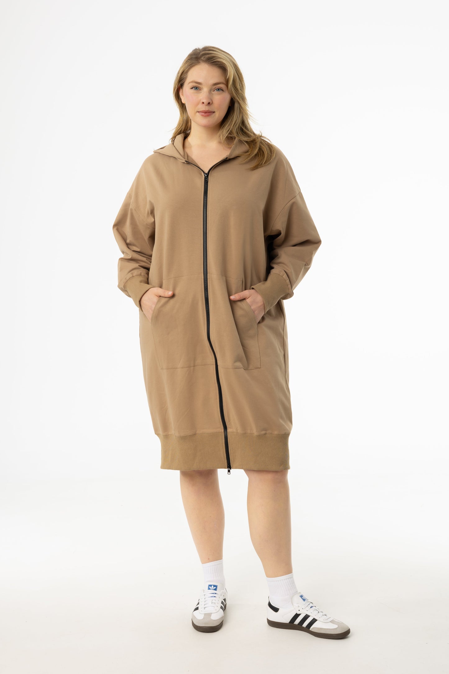 Brown Zipper Sweatshirt Dress