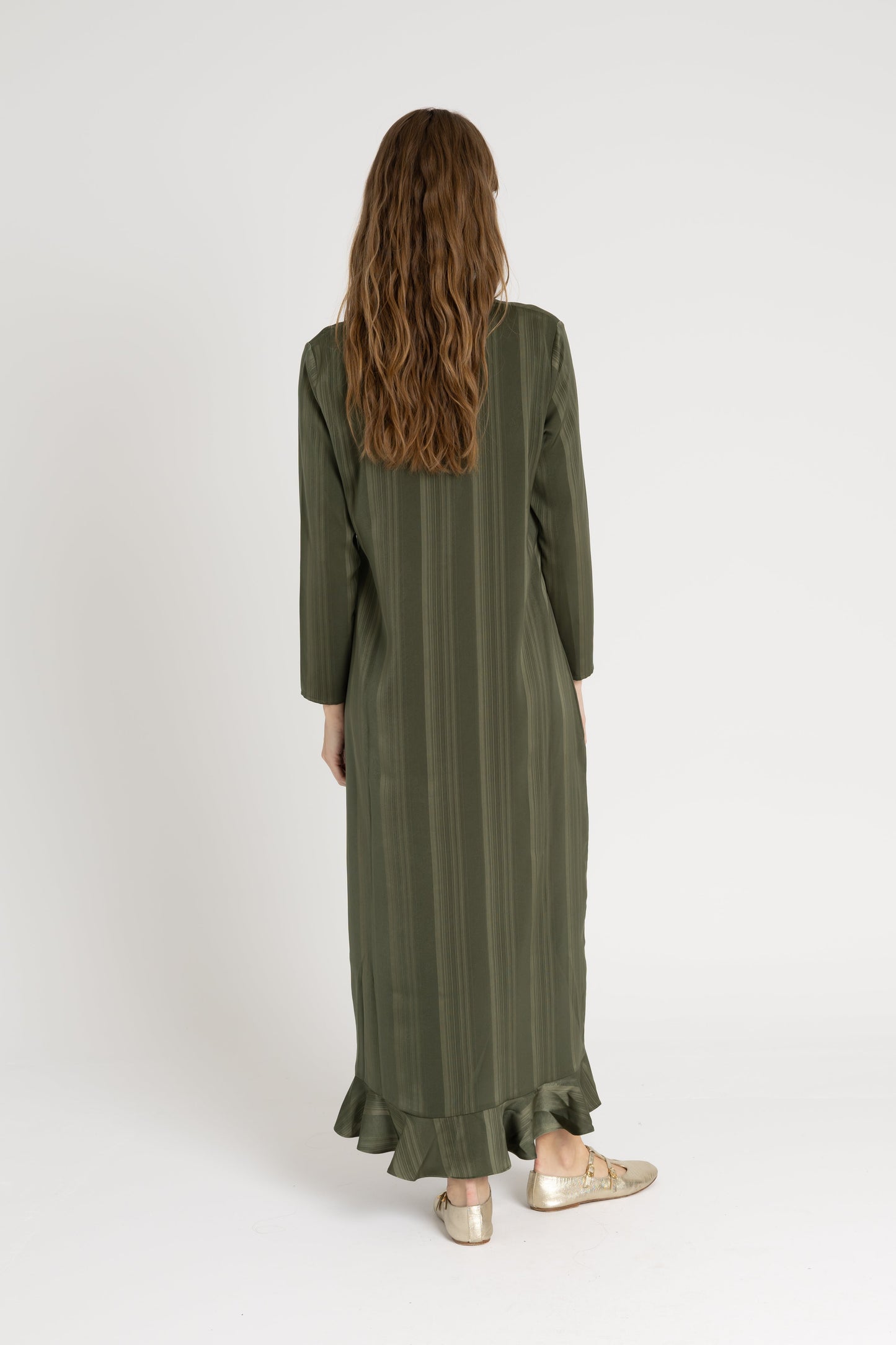 Green Striped Button Down Maxi