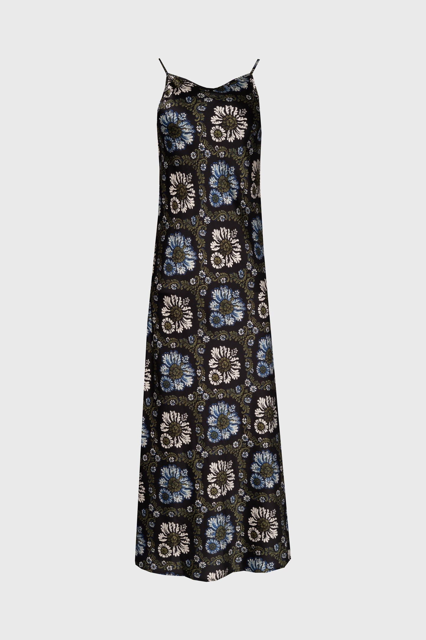 Green and Blue Printed Slip Dress