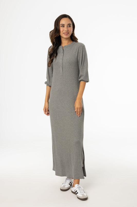 Grey 3/4 Sleeve Maxi Dress