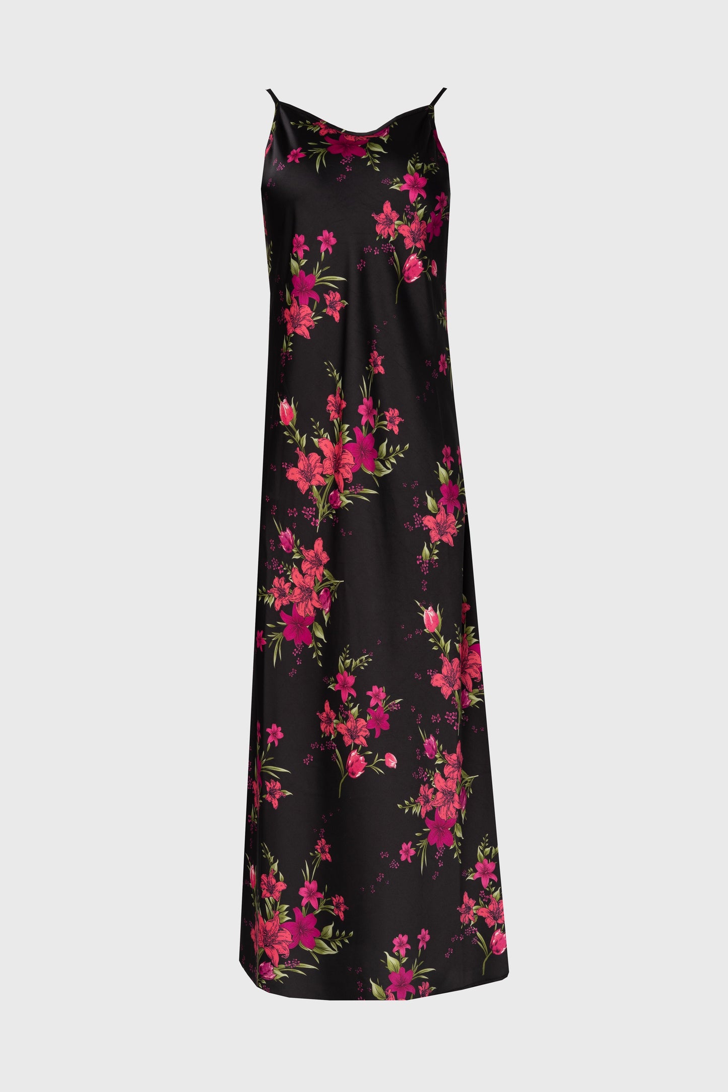 Magenta Floral Printed Slip Dress
