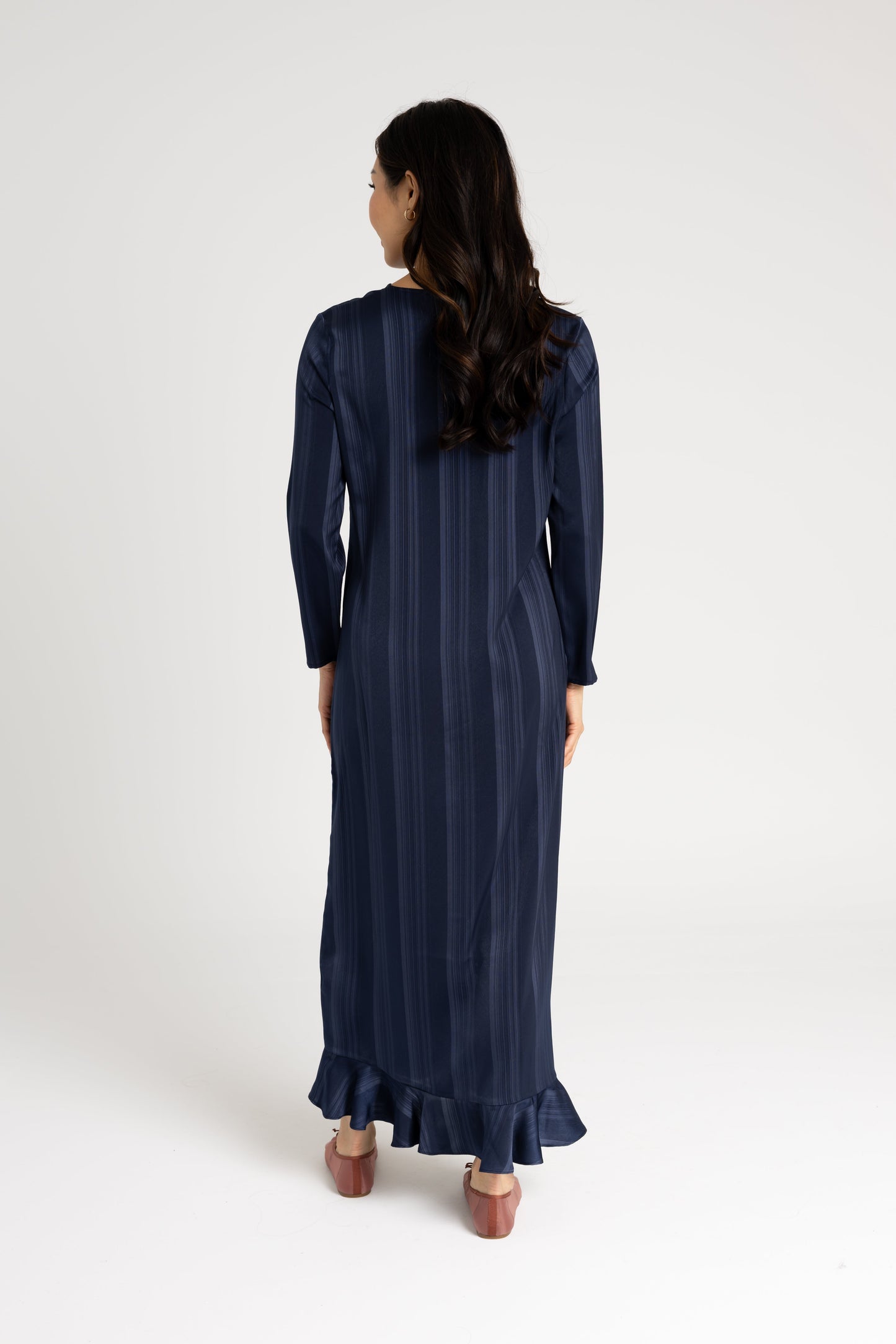 Navy Striped Button Down Maxi