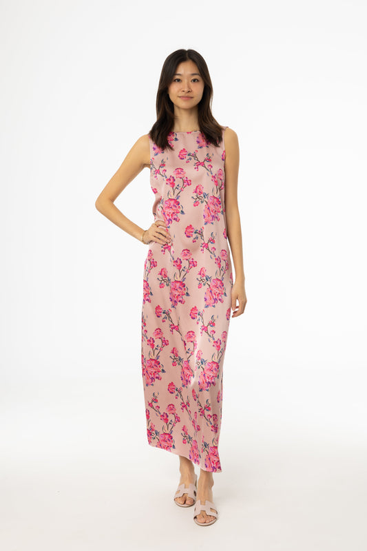 Pink Floral Printed A-Line Slip Jumper