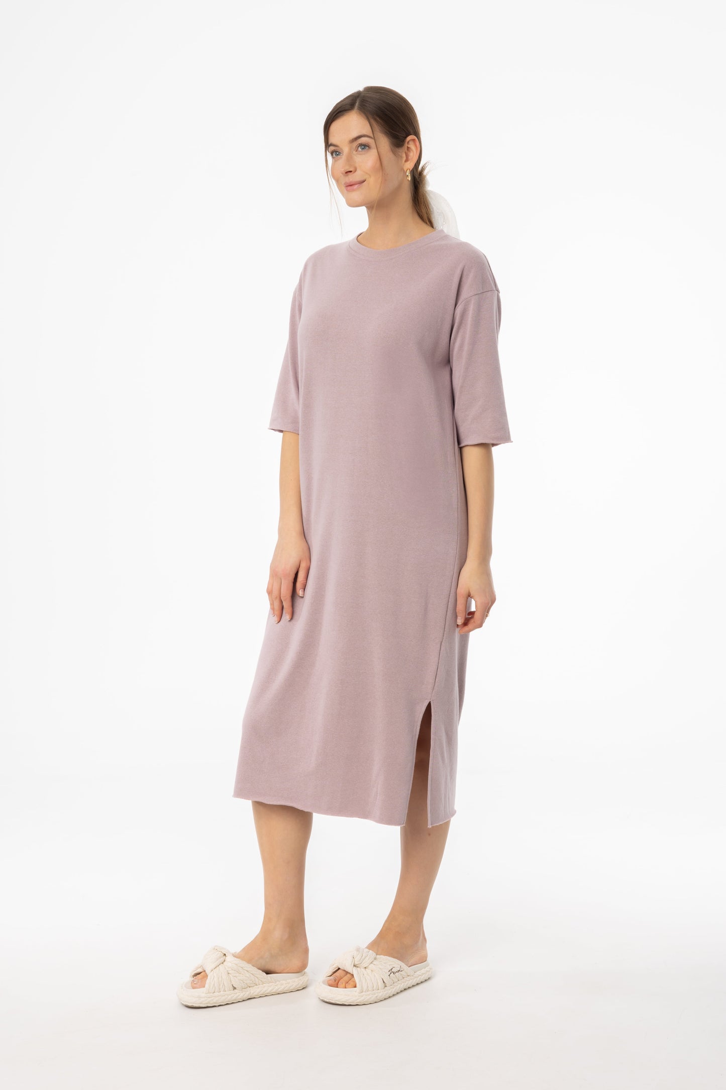Purple Terry Midi Dress