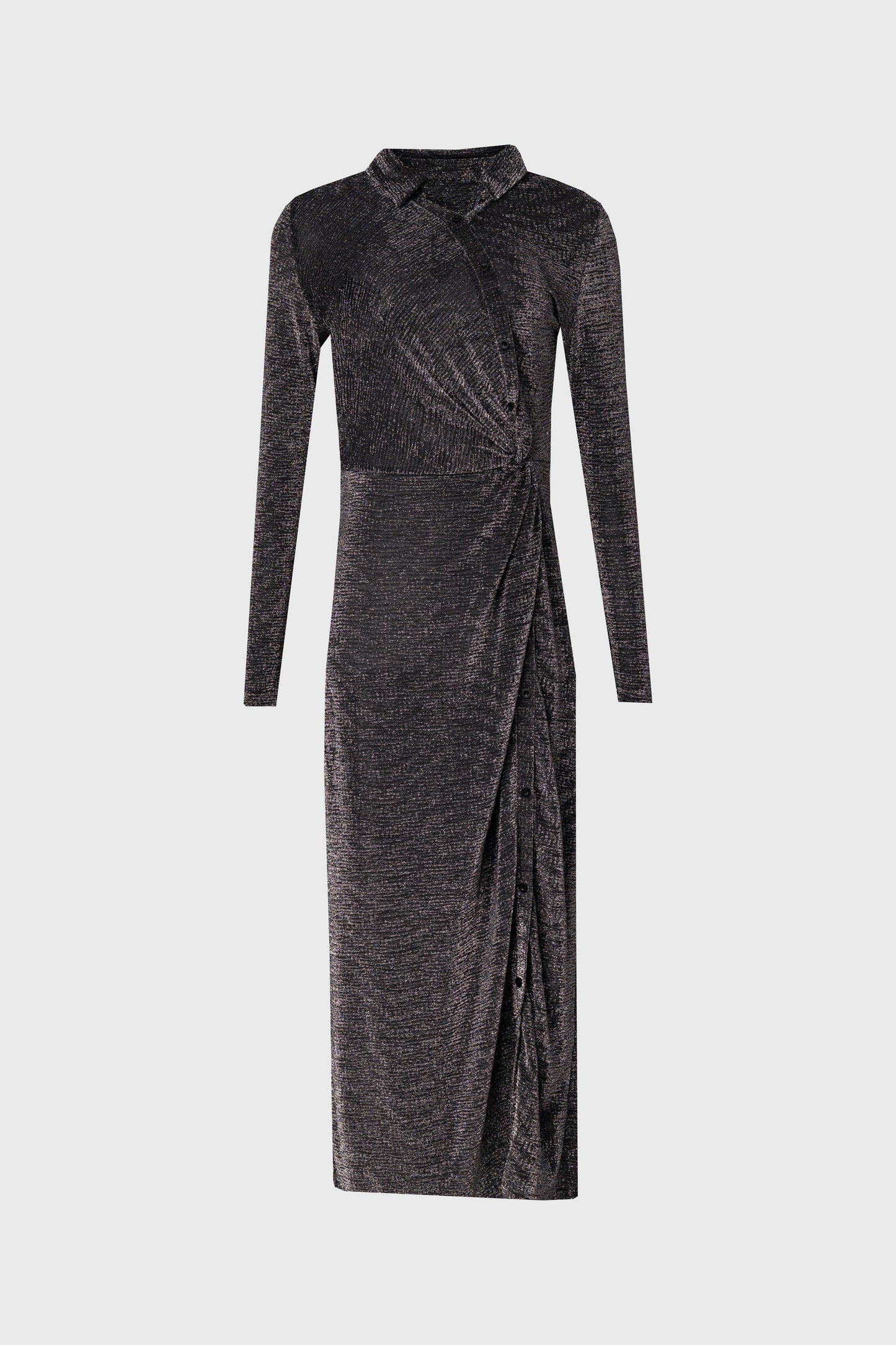 Silver Sparkle Side Button Maxi Dress