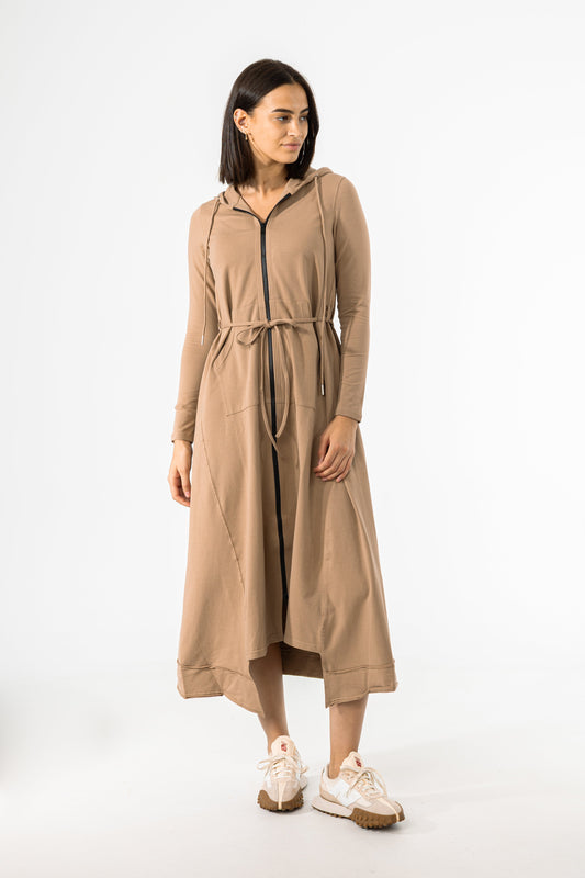 Tan Maxi Sweatshirt Dress