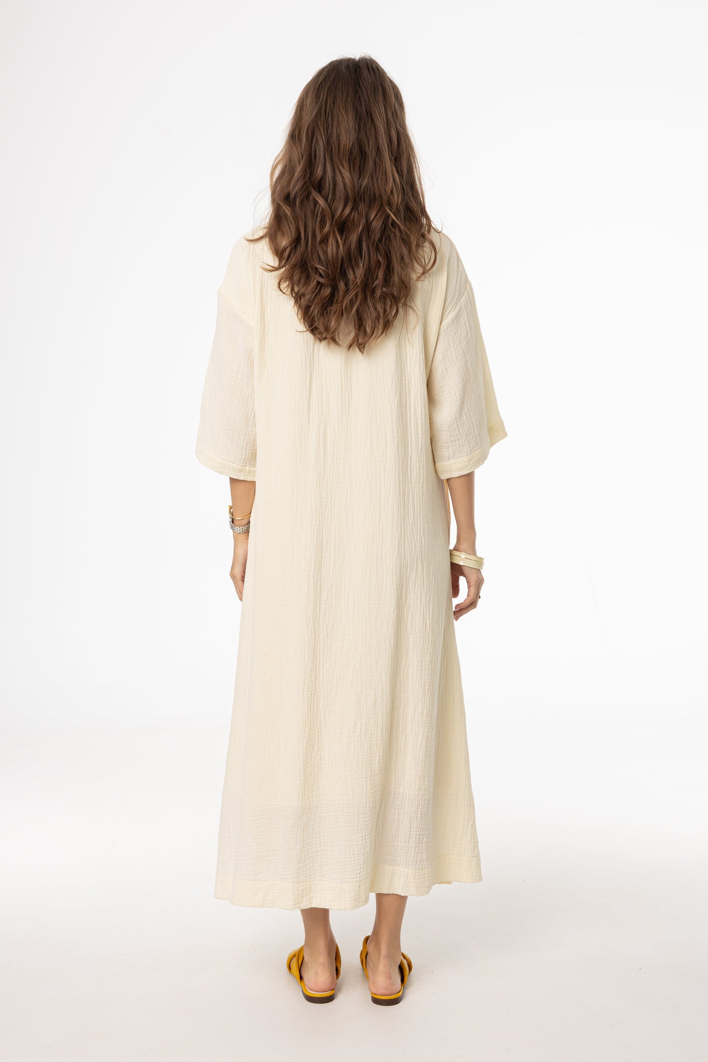 Yellow Gauze Button Down Maxi
